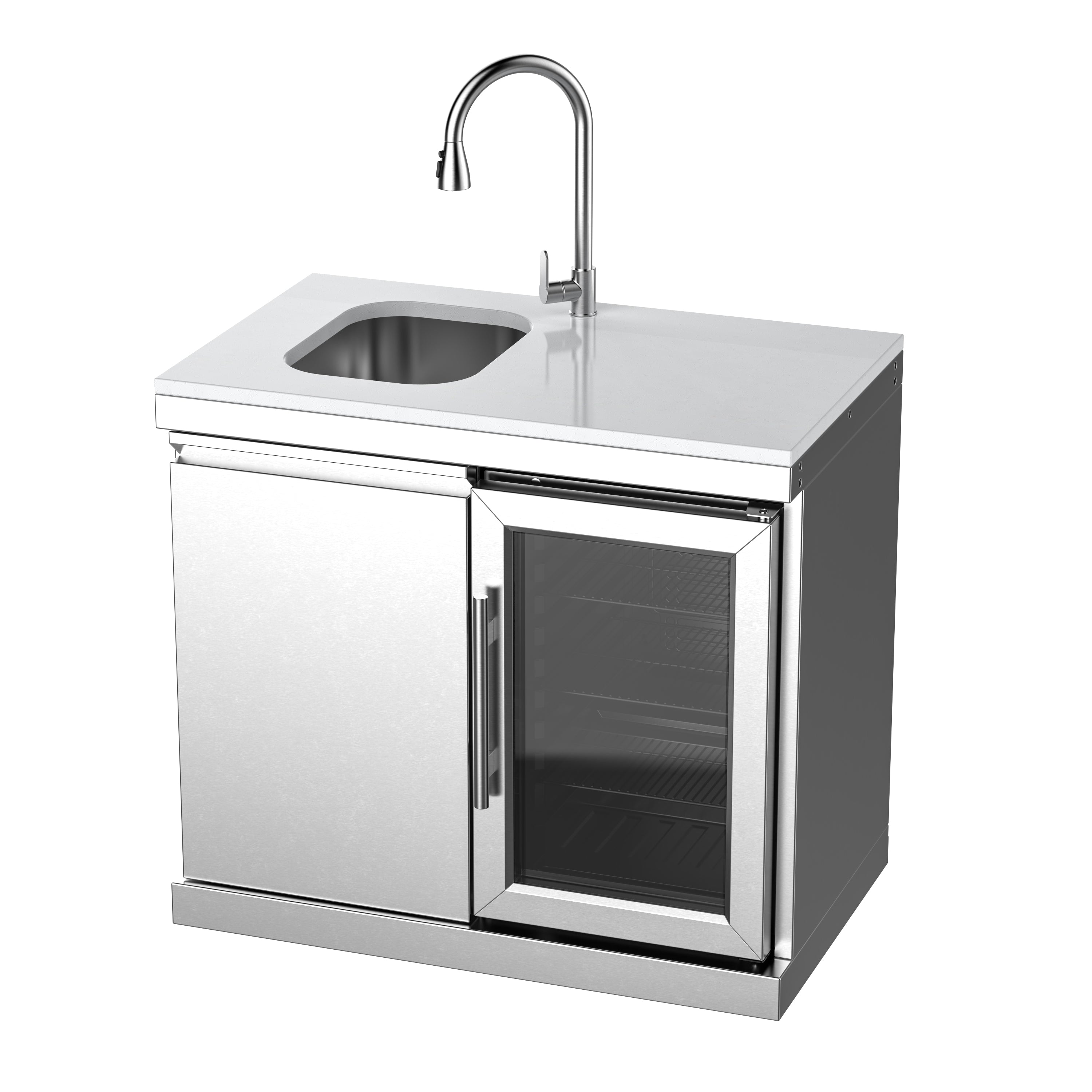 Single-Door Storage with Sink and Single-Door Refrigerator Module