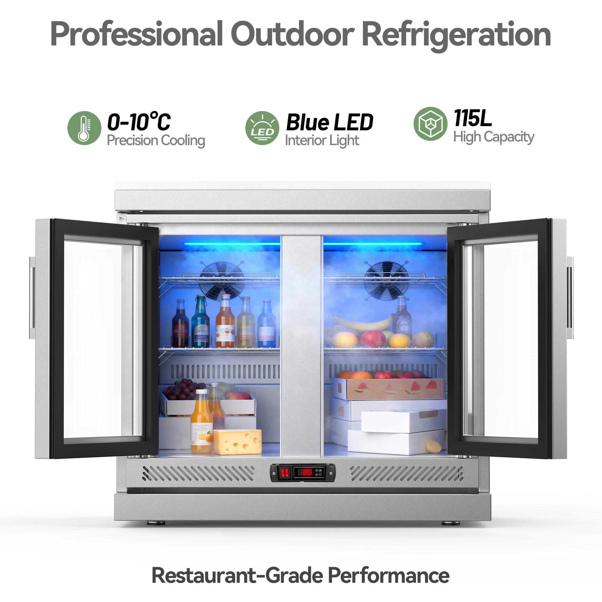 VESTIVIUM 115L Outdoor Double Door Refrigerator Cabinet