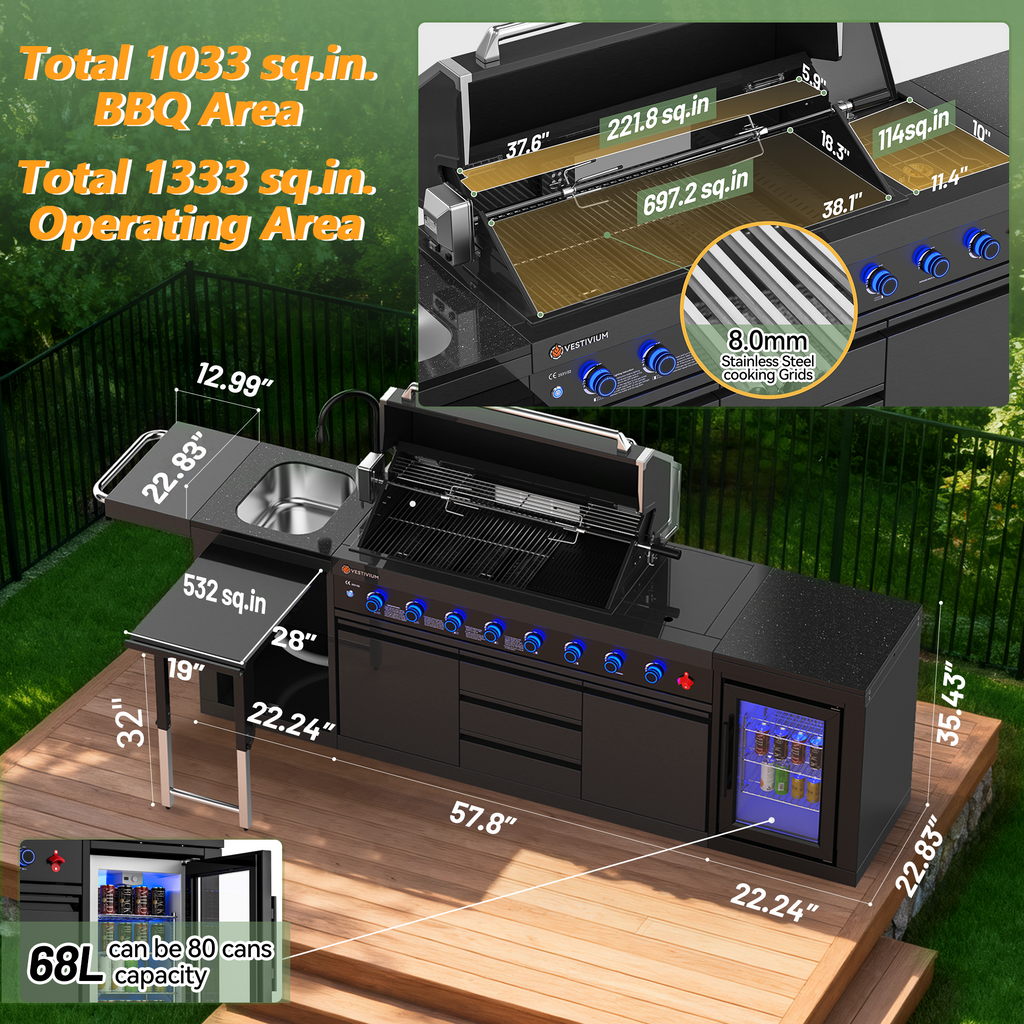 Vestivium Sera Series Outdoor Kitchen Island Black