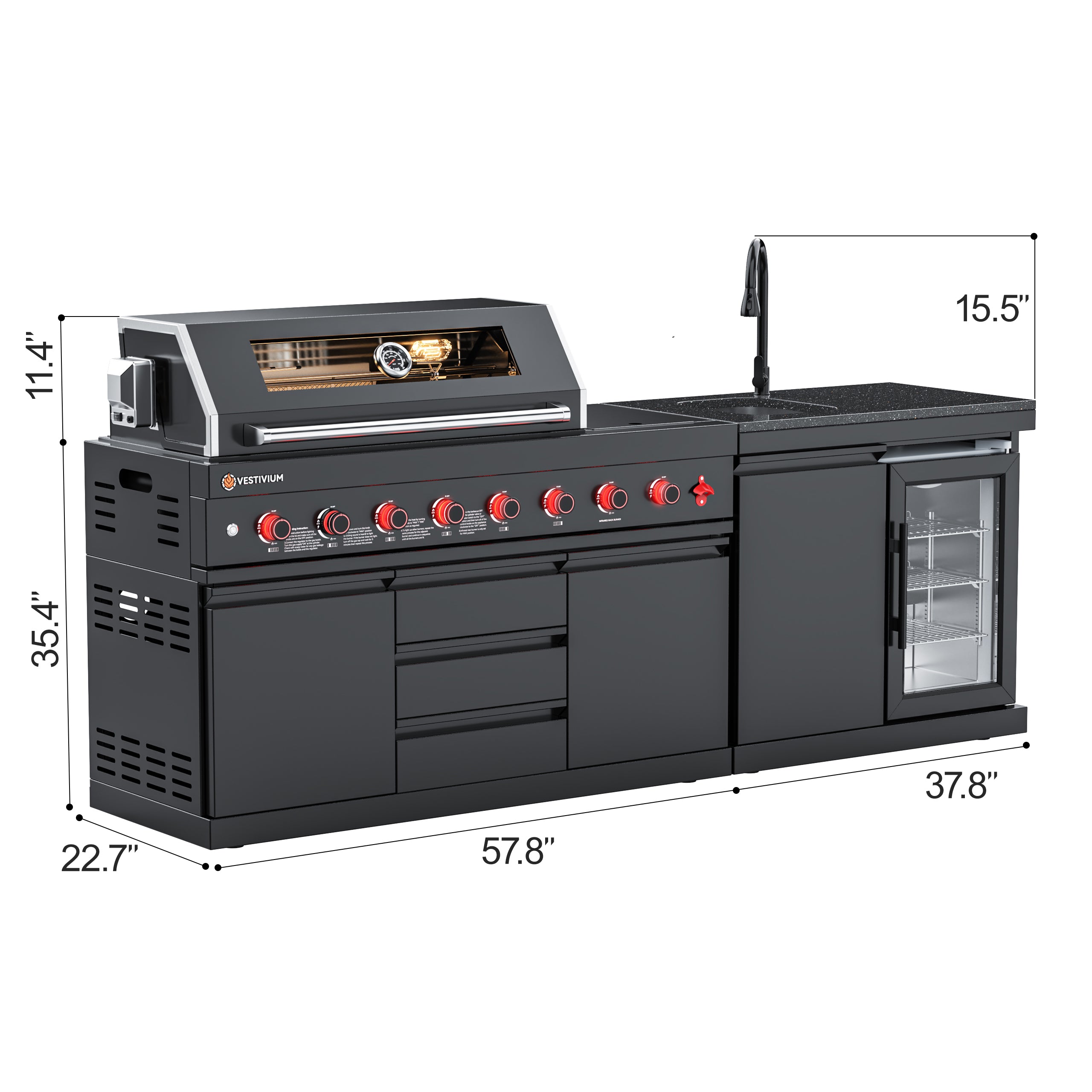 VESTIVIUM 2-Piece Modular Outdoor Kitchen Island Set | V611-SF