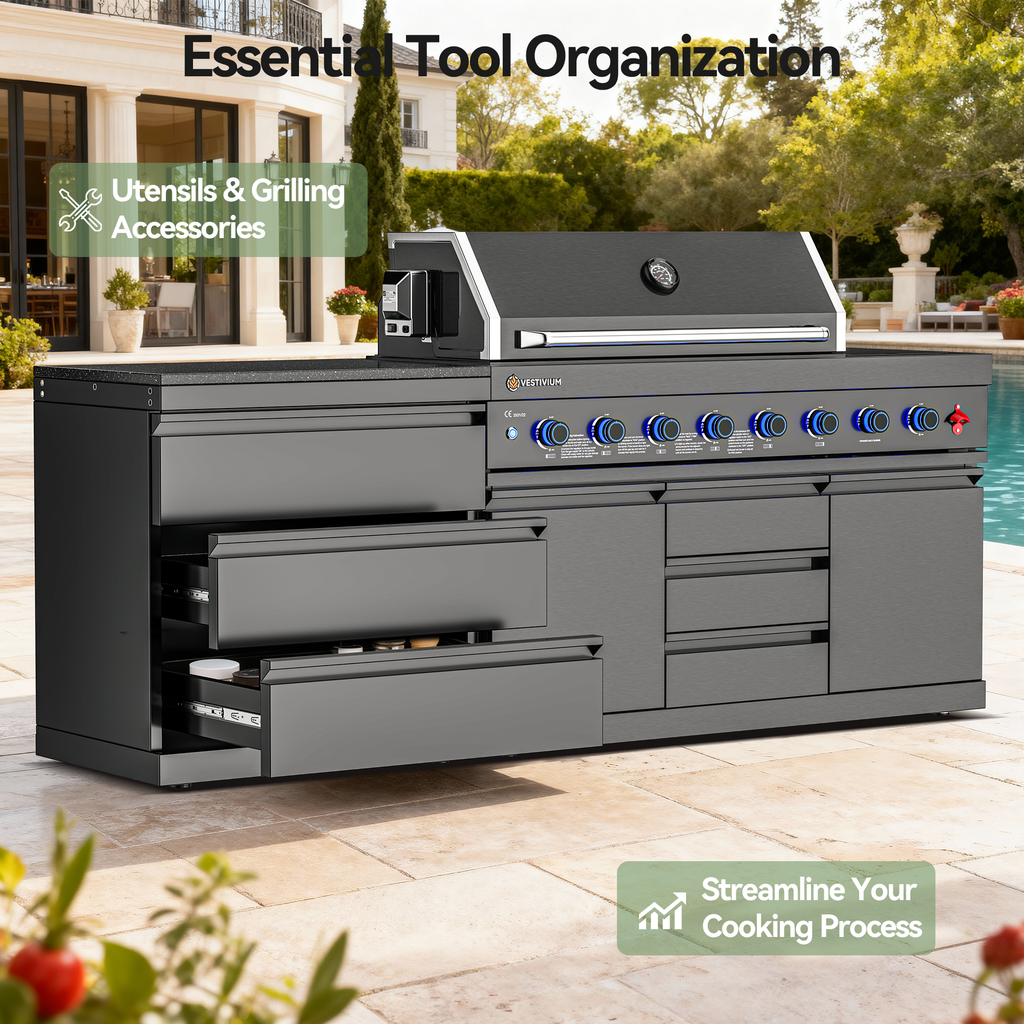 VESTIVIUM Stainless Steel 3-Drawer Outdoor Kitchen Cabinet