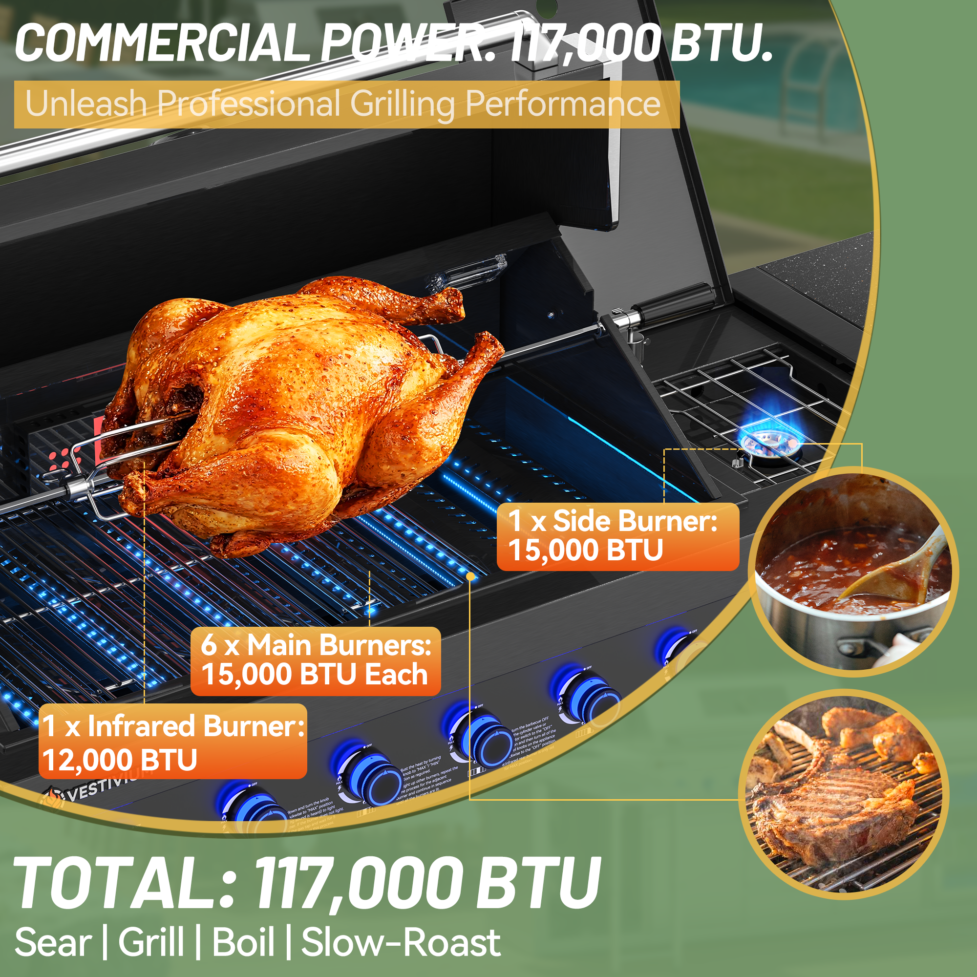 Vestivium Sera Series Outdoor Kitchen Island Black