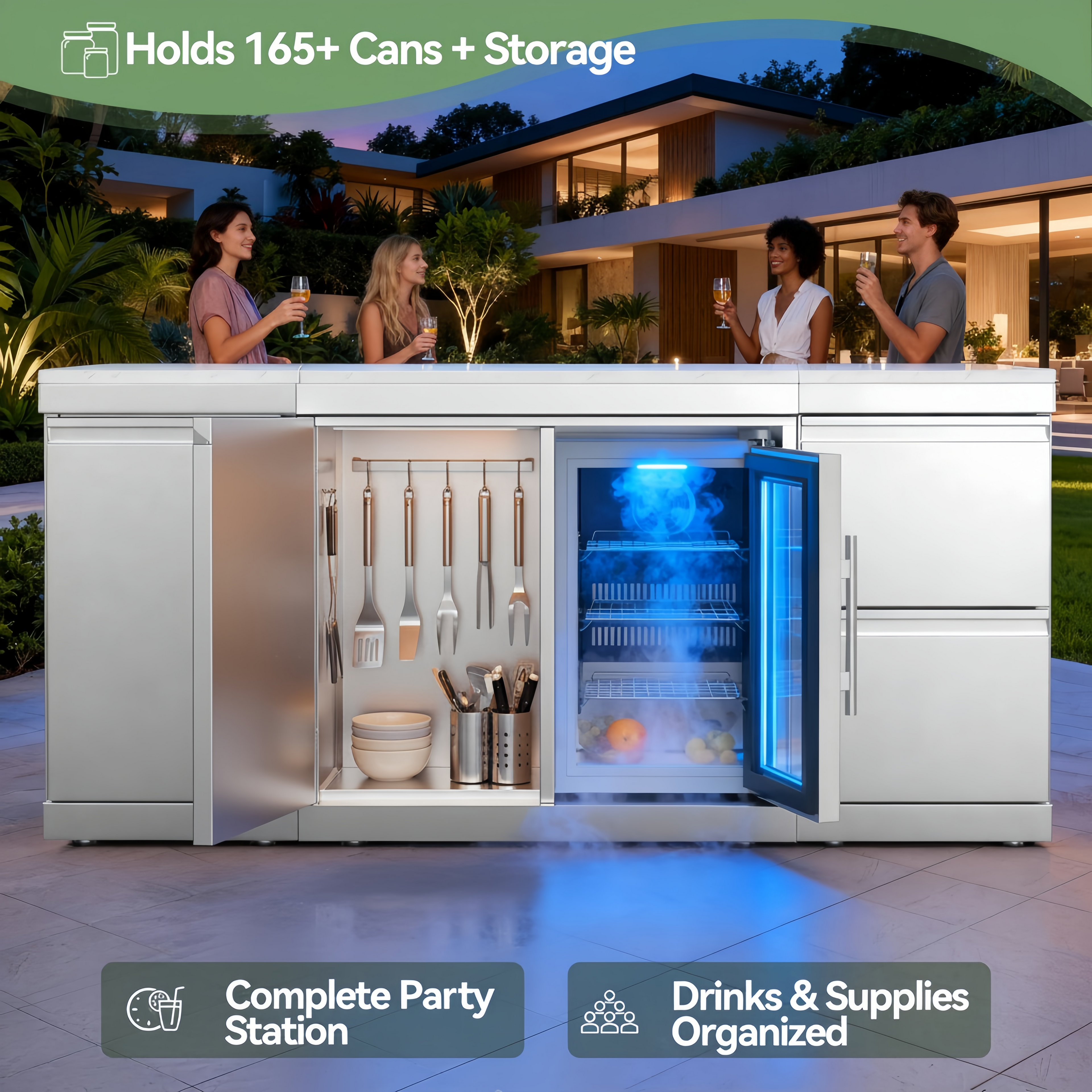 VESTIVIUM Combo Storage and Refrigerator Cabinet for Outdoor Kitchen
