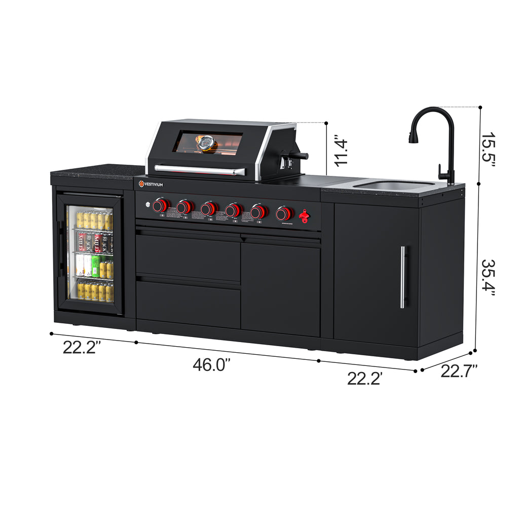 SERA-C Compact and Stylish Outdoor Modular Kitchen Set All-in-One Backyard Cooking System