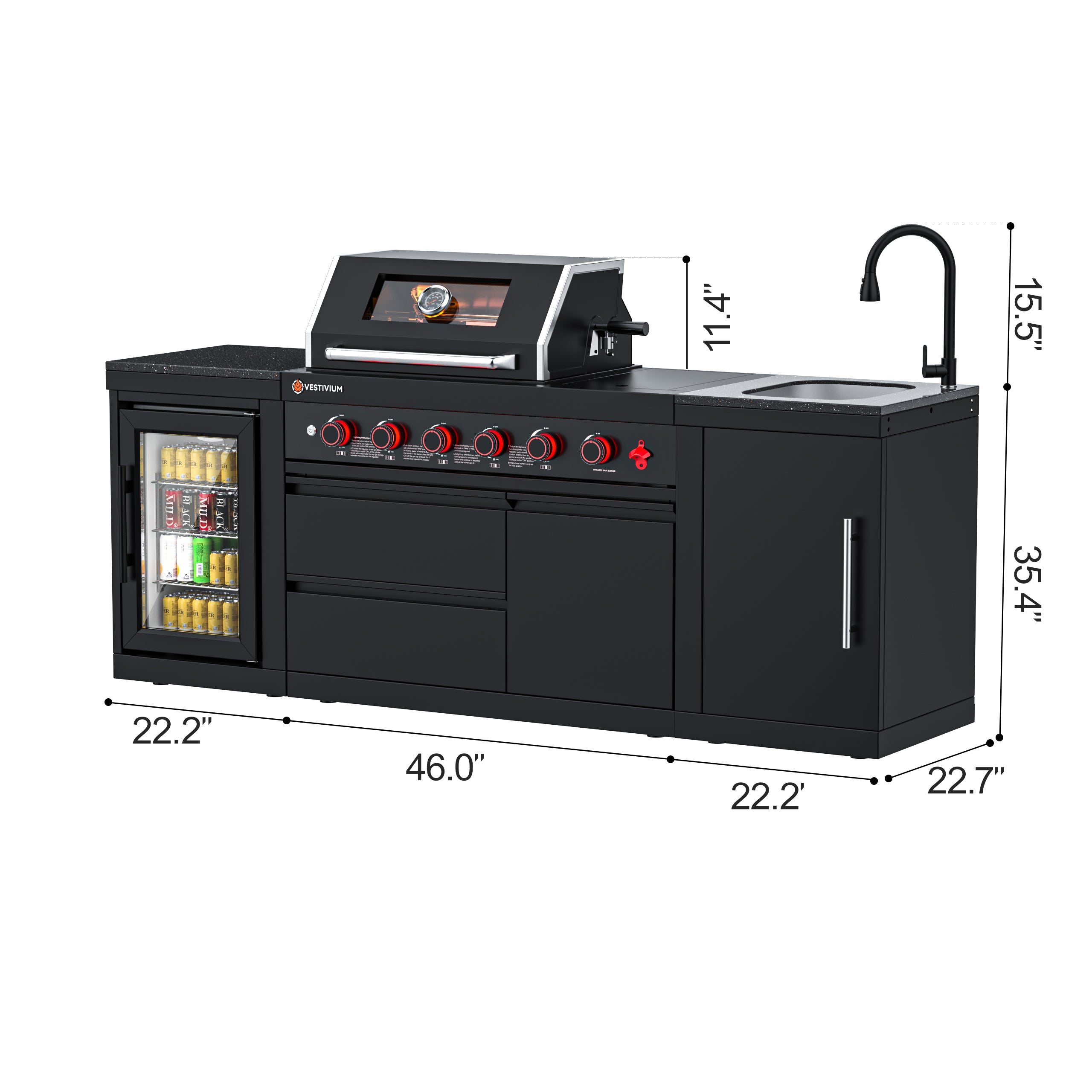 SERA-C Compact and Stylish Outdoor Modular Kitchen Set All-in-One Backyard Cooking System