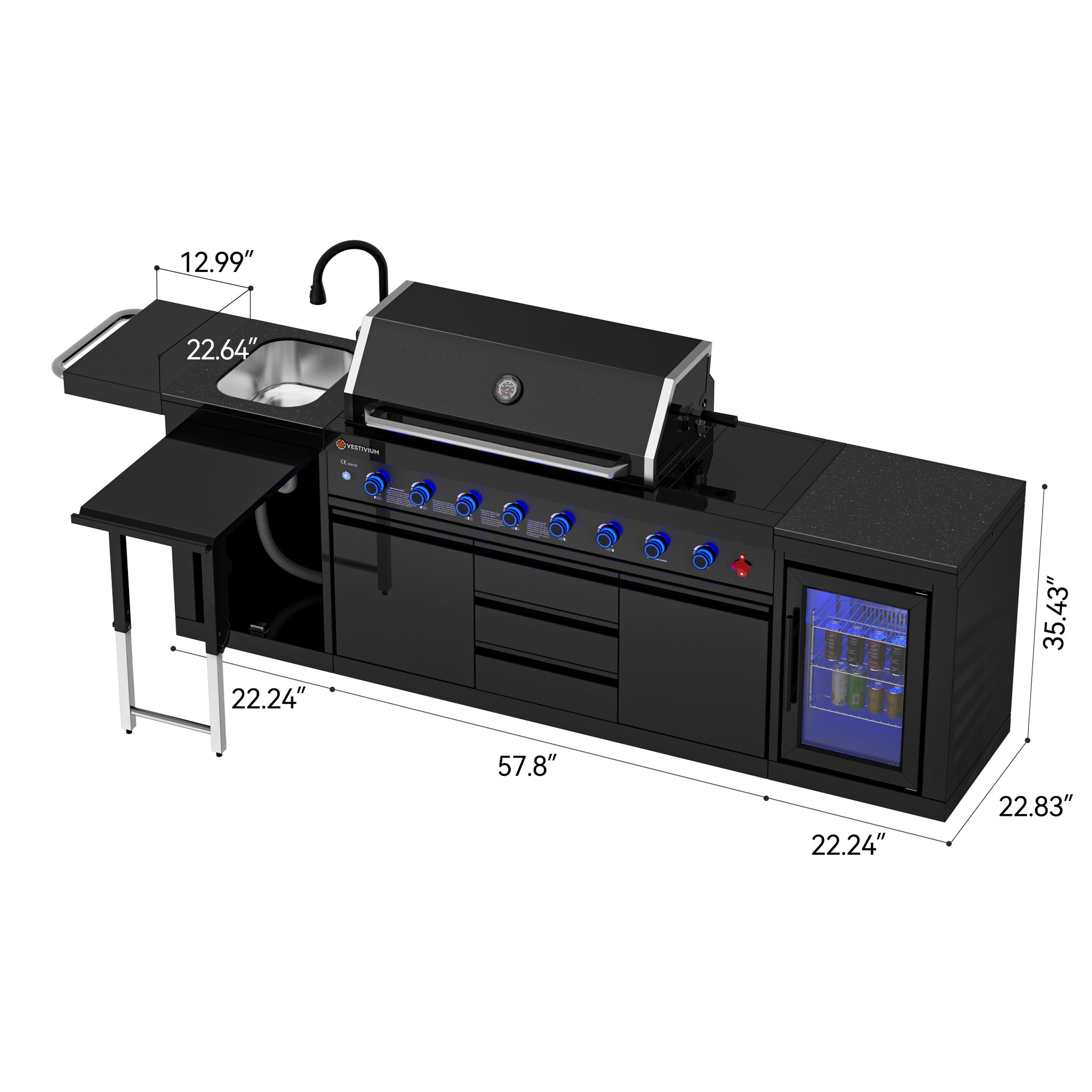 Vestivium Sera Series Outdoor Kitchen Island Black