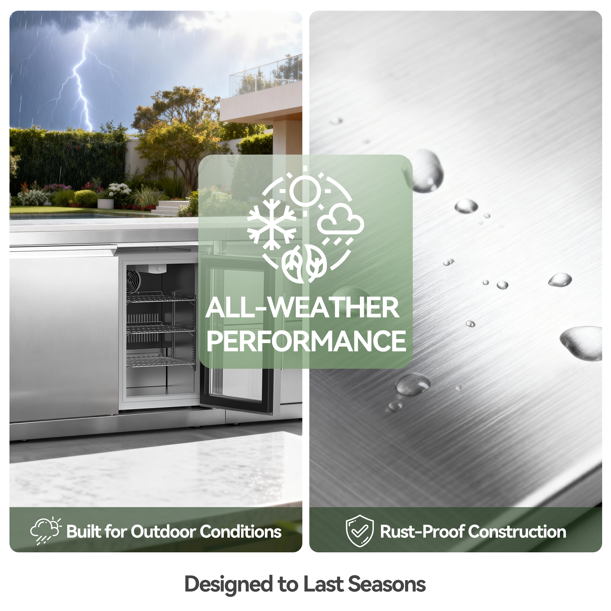 VESTIVIUM Combo Storage and Refrigerator Cabinet for Outdoor Kitchen