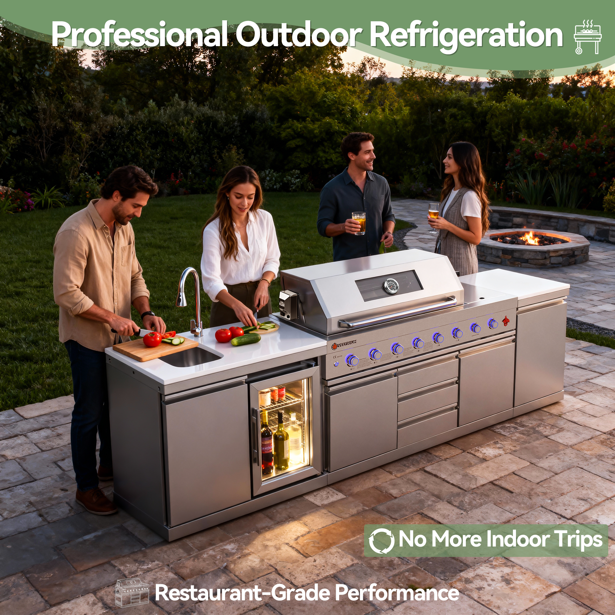 VESTIVIUM Sink and Fridge Combo for Outdoor Kitchen