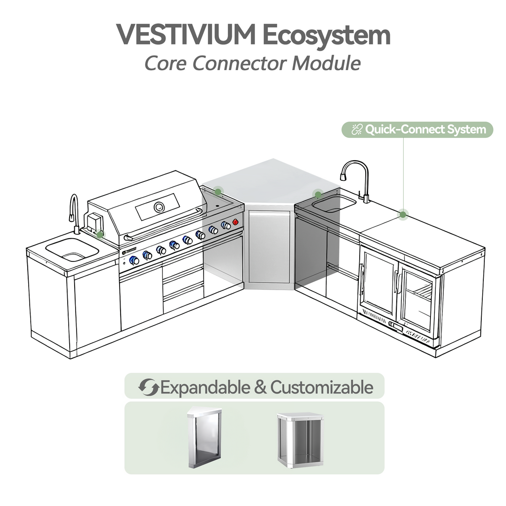 VESTIVIUM Wide Angle Corner Cabinet for Sera Series Outdoor Kitchen