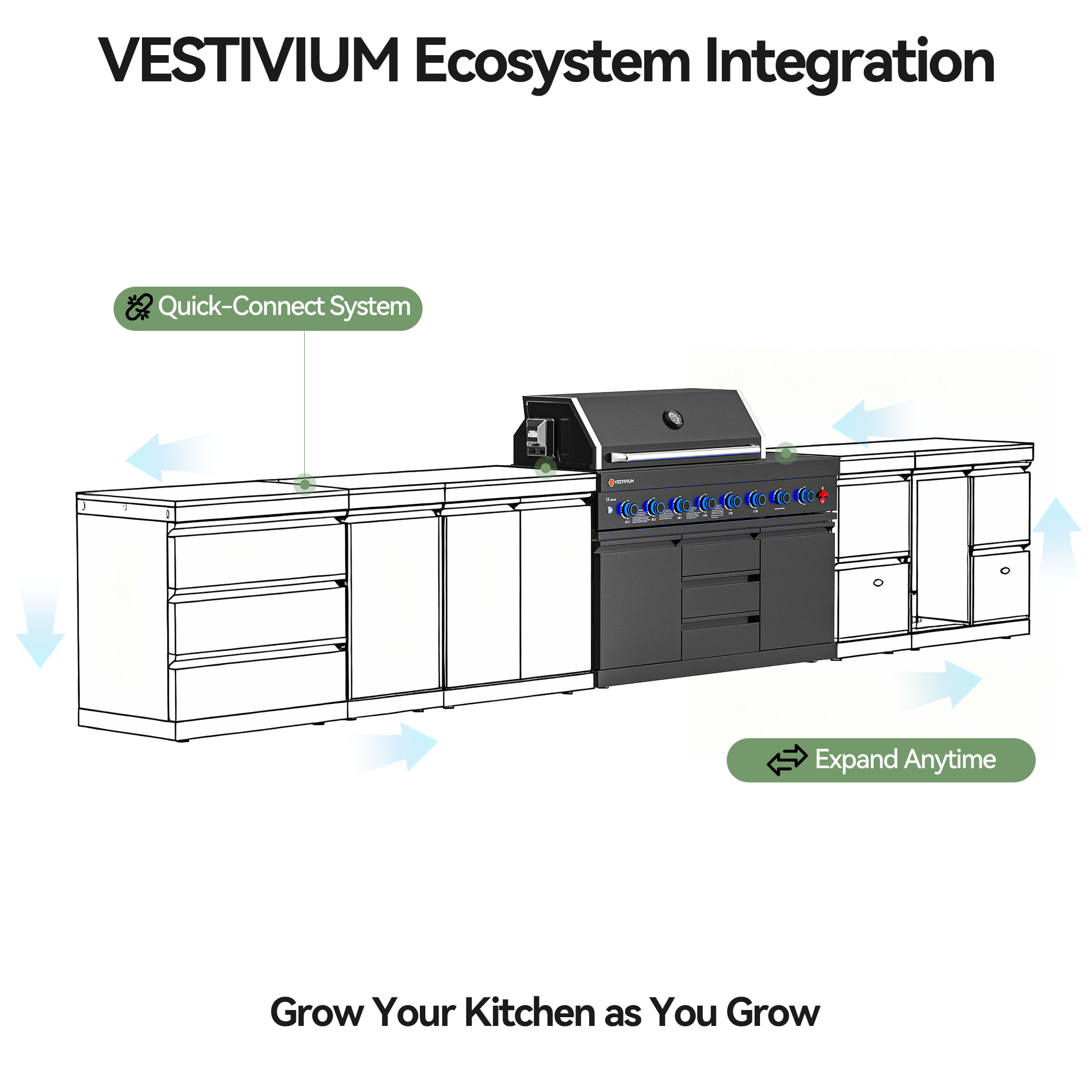 VESTIVIUM Stainless Steel 3-Drawer Outdoor Kitchen Cabinet
