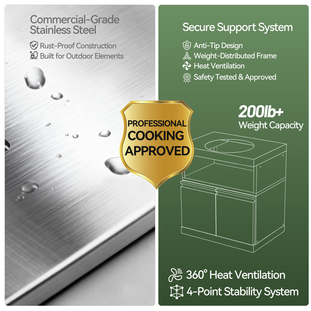 VESTIVIUM Ceramic Grill Cabinet for Outdoor Kitchen, Dedicated Egg Style Cooker Station