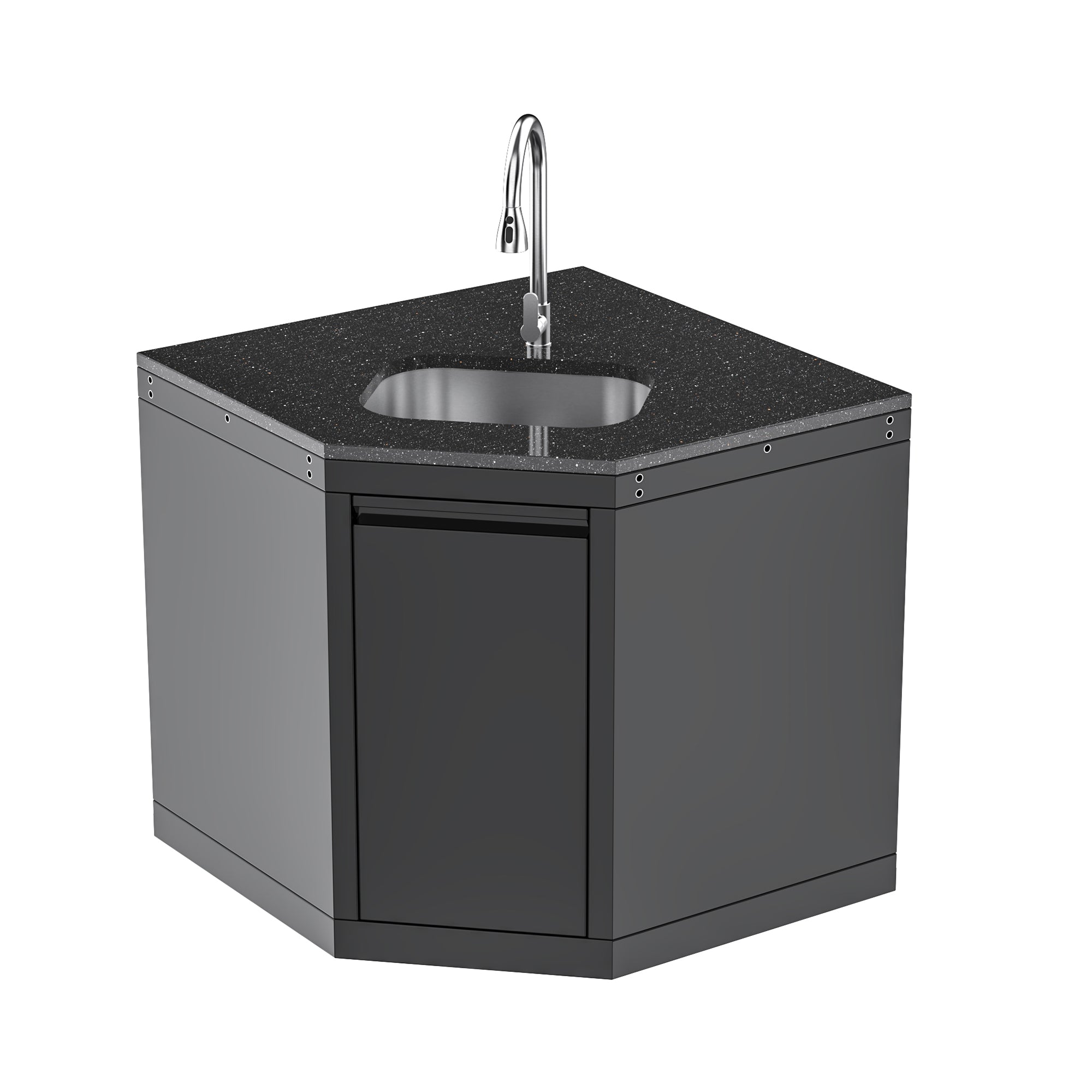 Wide-Angle Corner Cabinet with Sink