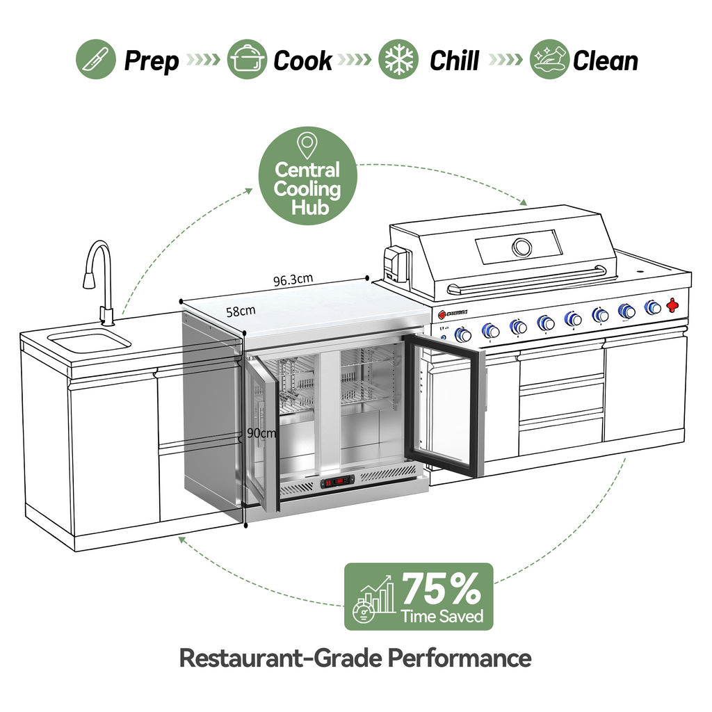 VESTIVIUM 115L Outdoor Double Door Refrigerator Cabinet