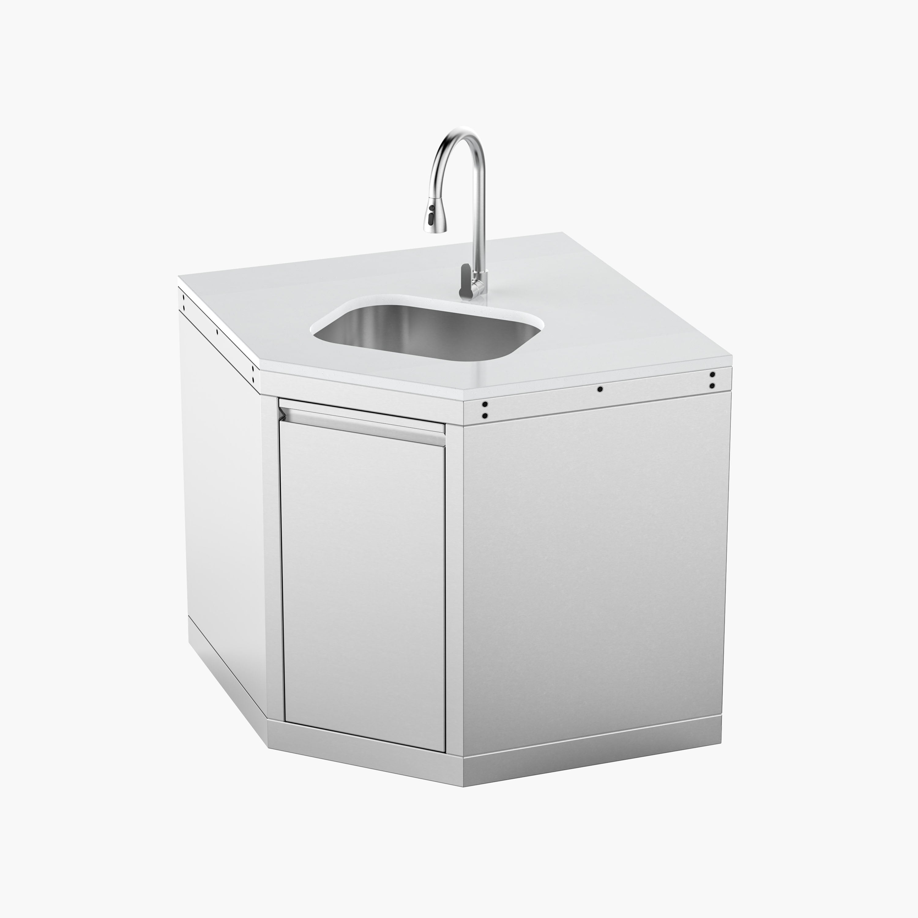 Wide-Angle Corner Cabinet with Sink