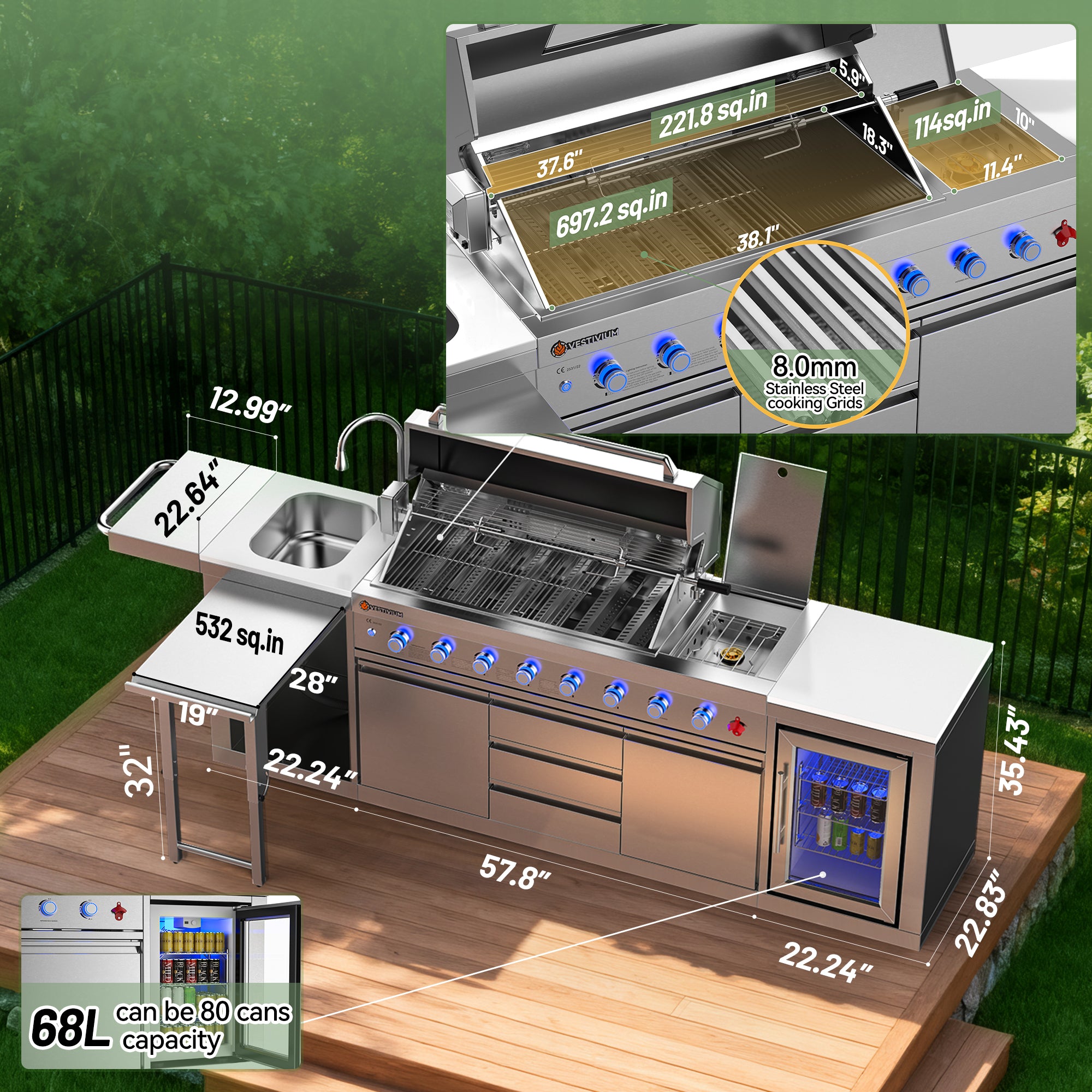 Vestivium Sera Series Outdoor Kitchen Island