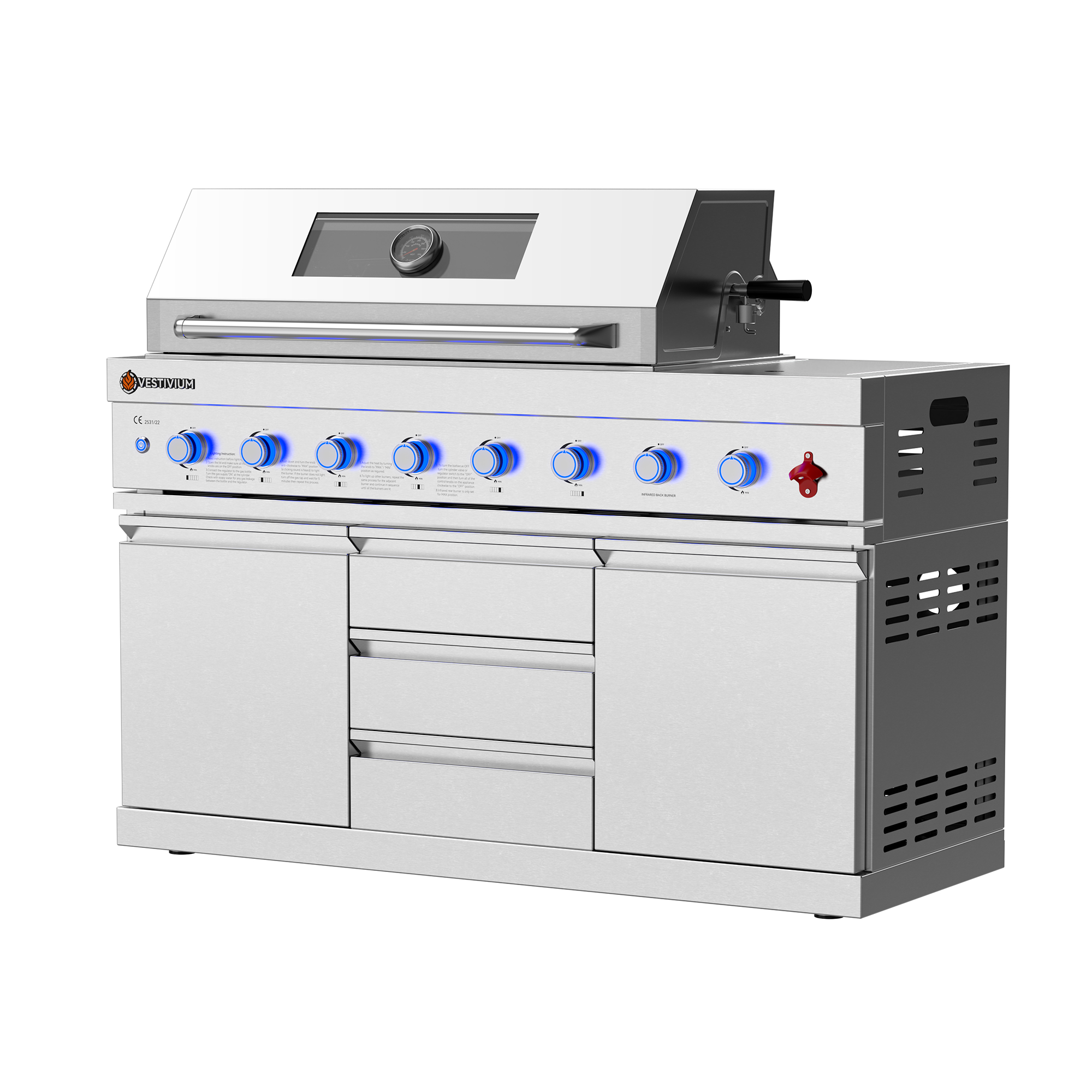 VESTIVIUM 6-Burner 117,000 BTU Outdoor Kitchen Grill Island