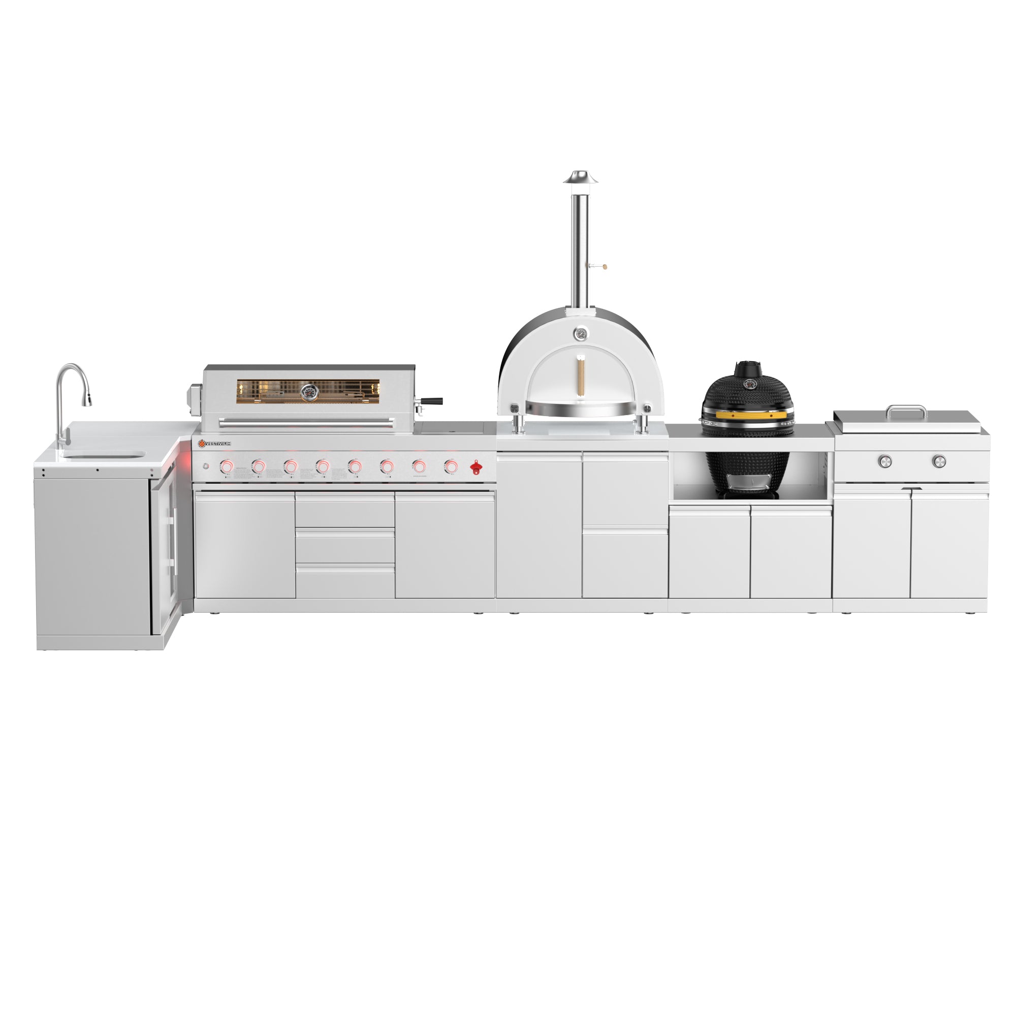 VESTIVIUM 7-Piece Modular Outdoor Kitchen Island Set | V611-SDSFSMTPPOC