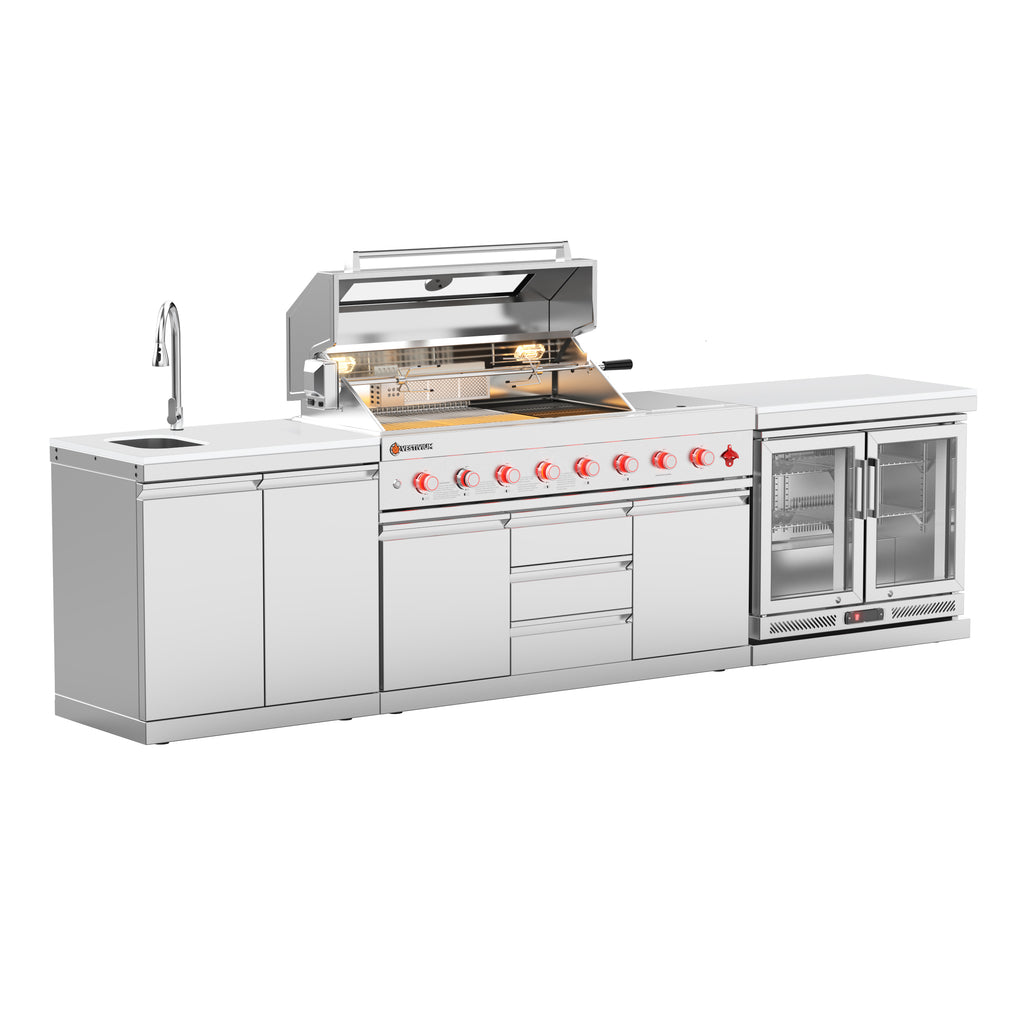 VESTIVIUM 3-Piece Modular Outdoor Kitchen Island Set | V611-SK2FR2