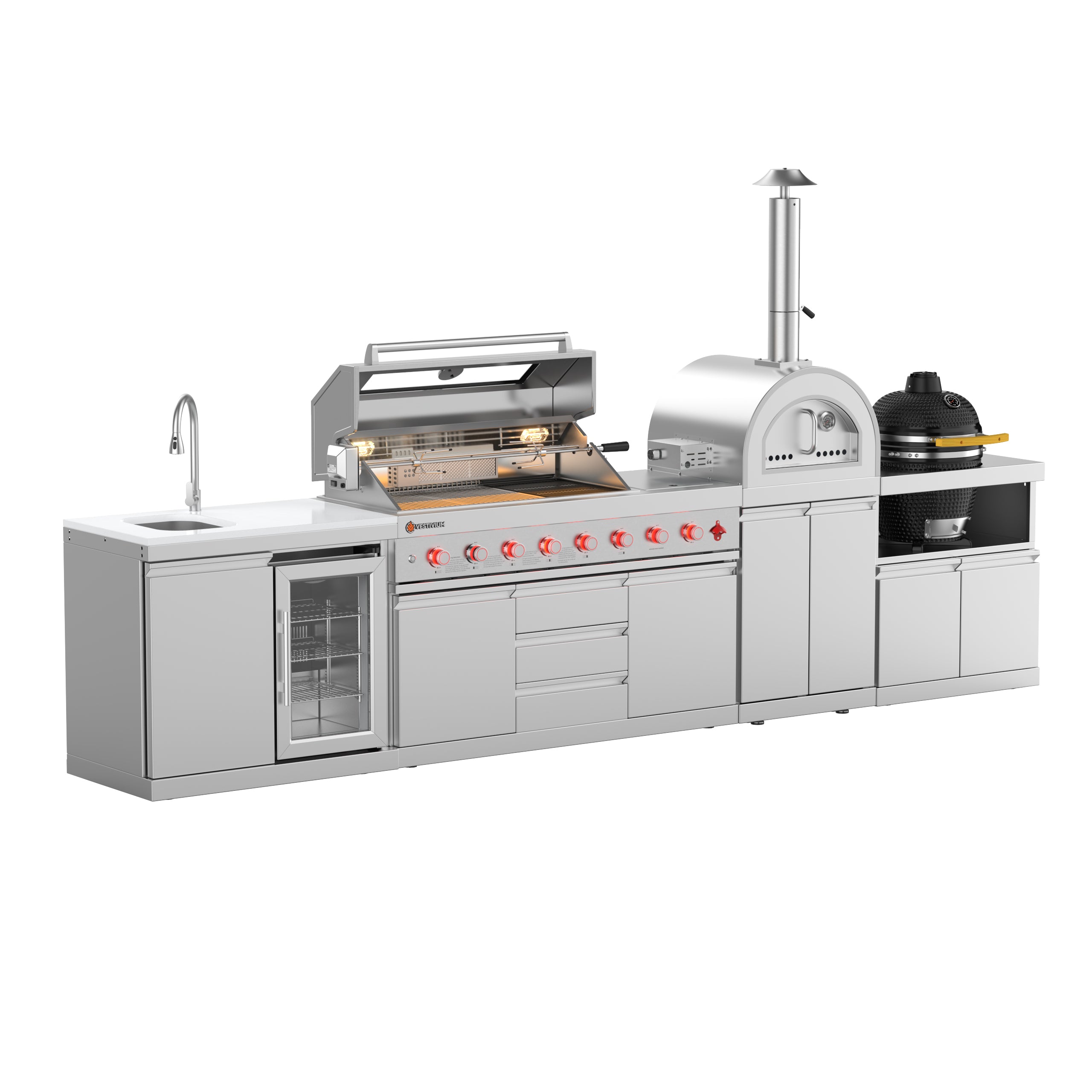 VESTIVIUM 4-Piece Modular Outdoor Kitchen Island Set | V611-SFPMSM