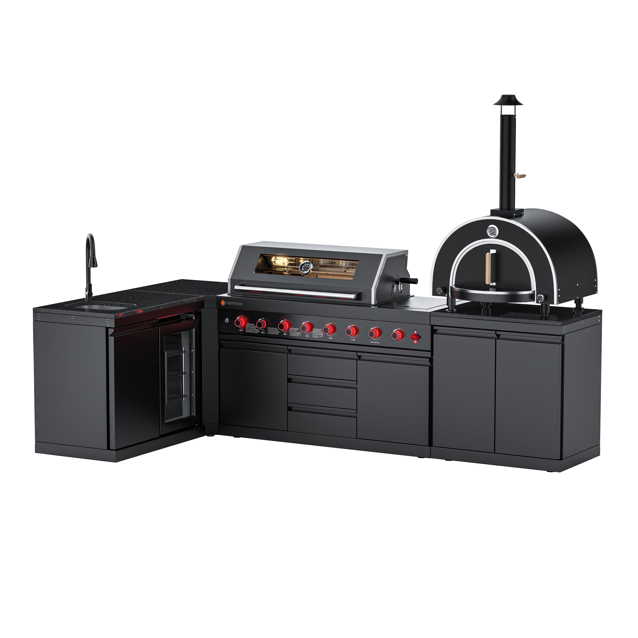 VESTIVIUM 5-Piece Modular Outdoor Kitchen Island Set | V611-ST2SFPOC