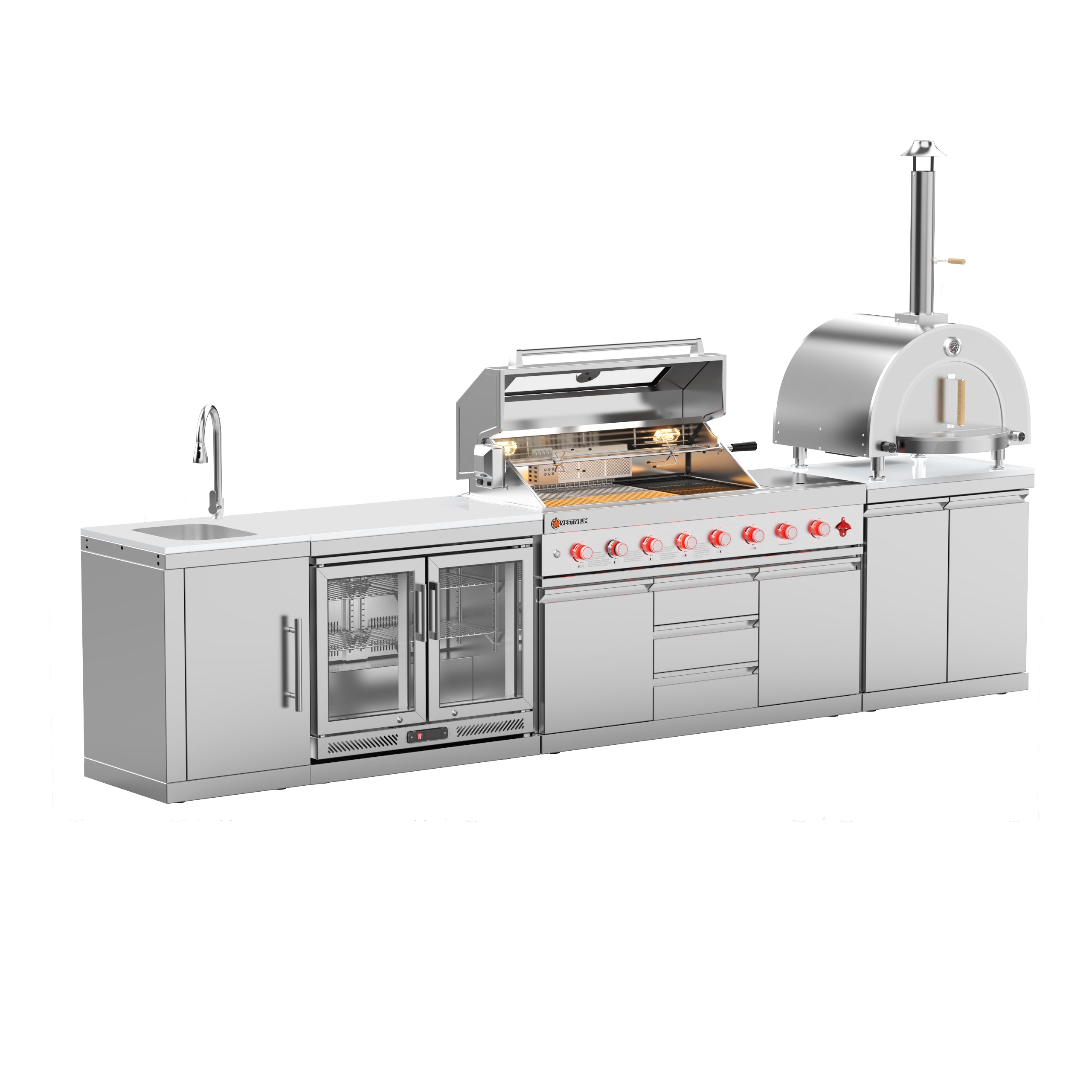 VESTIVIUM 5-Piece Modular Outdoor Kitchen Island Set | V611-ST2SKFR2PO
