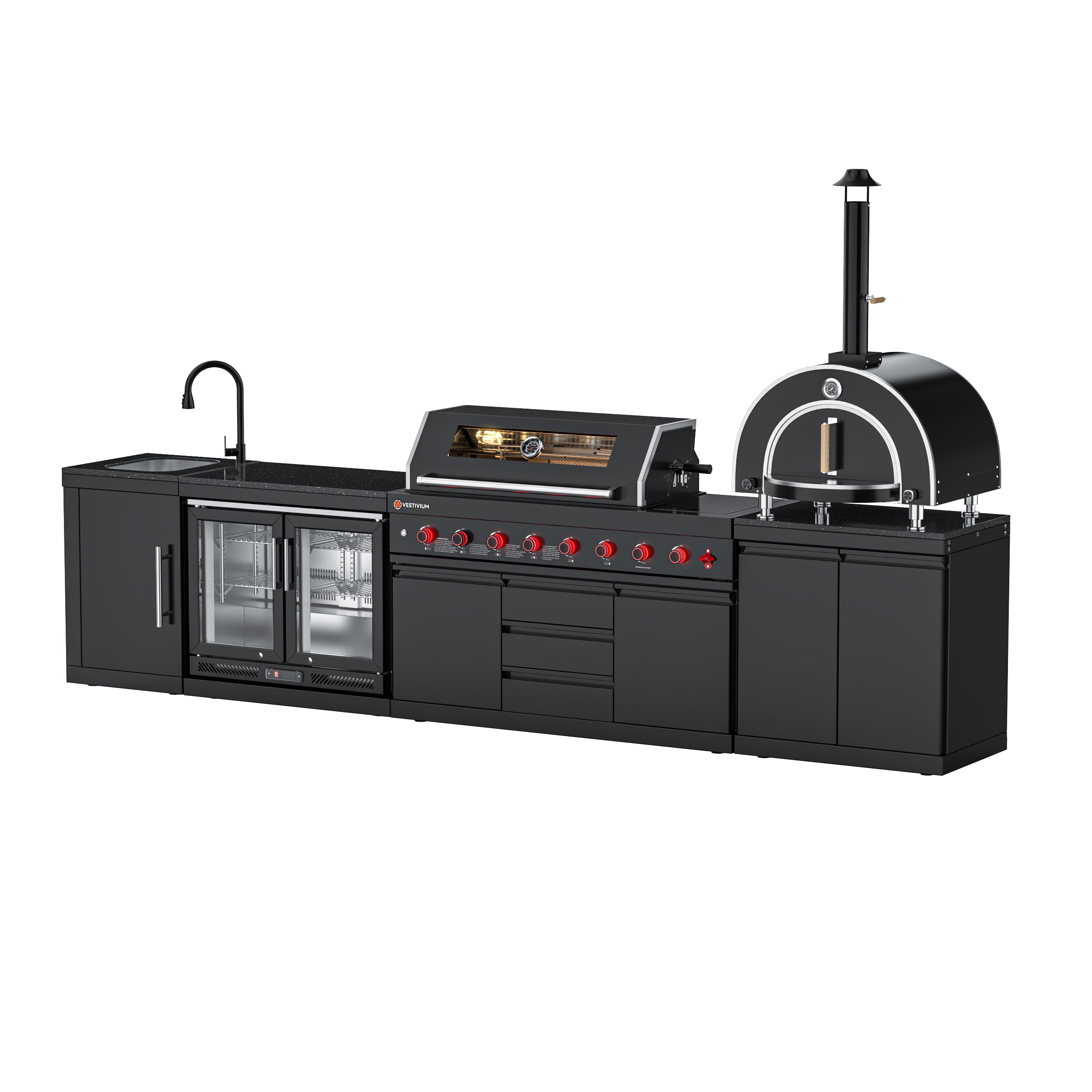 VESTIVIUM 5-Piece Modular Outdoor Kitchen Island Set | V611-ST2SKFR2PO