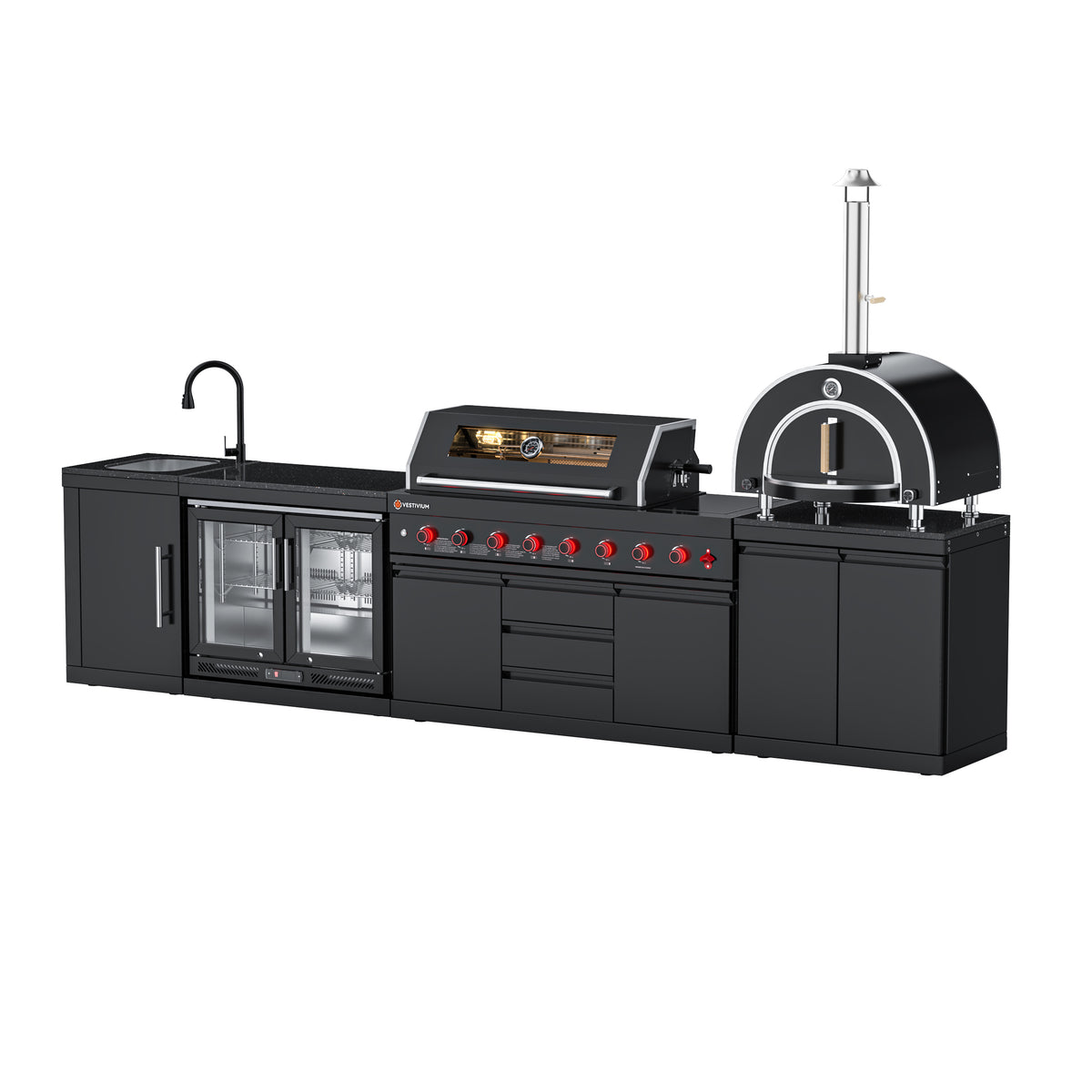 VESTIVIUM 5-Piece Modular Outdoor Kitchen Island Set | V611-ST2SKFR2PO