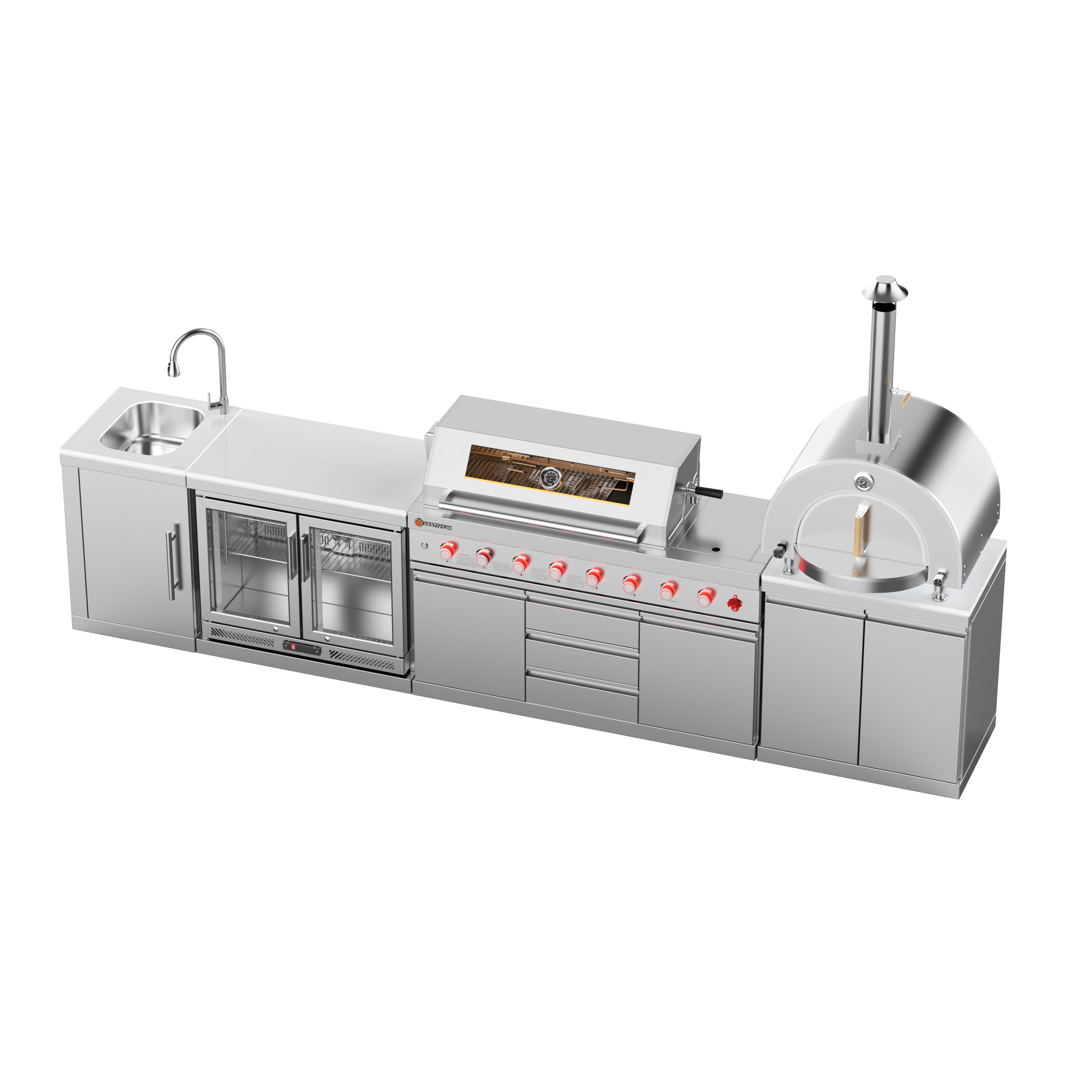 VESTIVIUM 5-Piece Modular Outdoor Kitchen Island Set | V611-ST2SKFR2PO