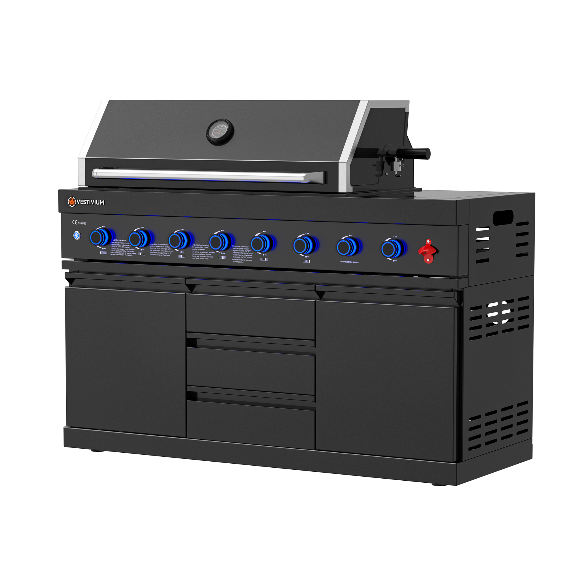 VESTIVIUM 6-Burner 117,000 BTU Outdoor Kitchen Grill Island