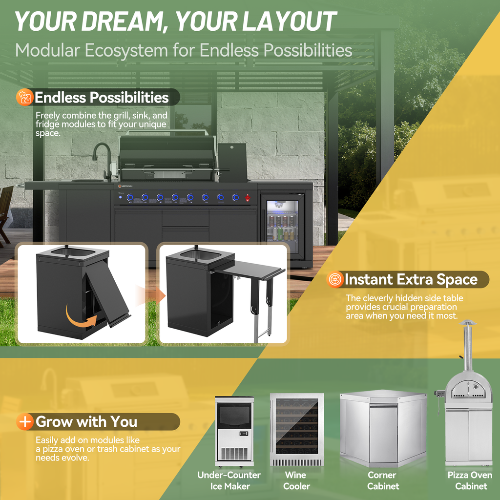 Vestivium Sera Series Outdoor Kitchen Island Black