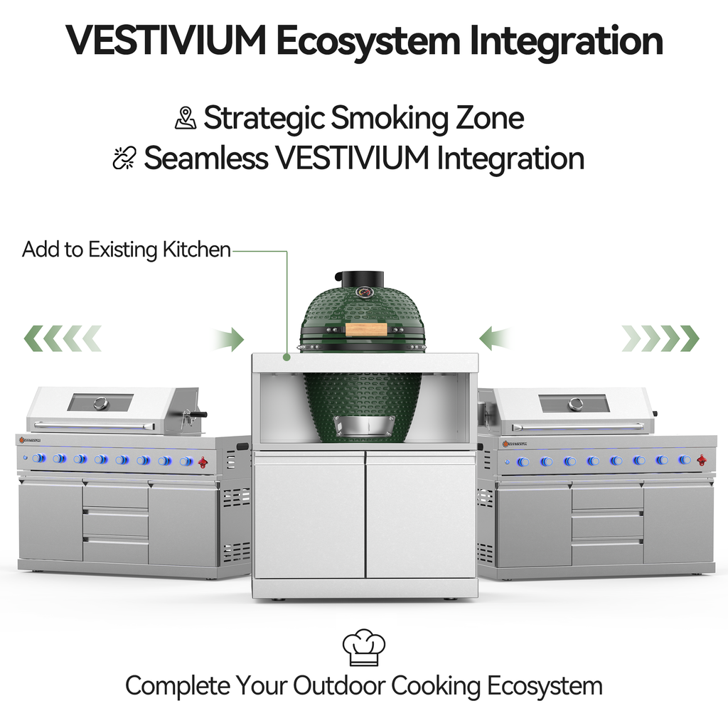 VESTIVIUM Ceramic Grill Cabinet for Outdoor Kitchen, Dedicated Egg Style Cooker Station