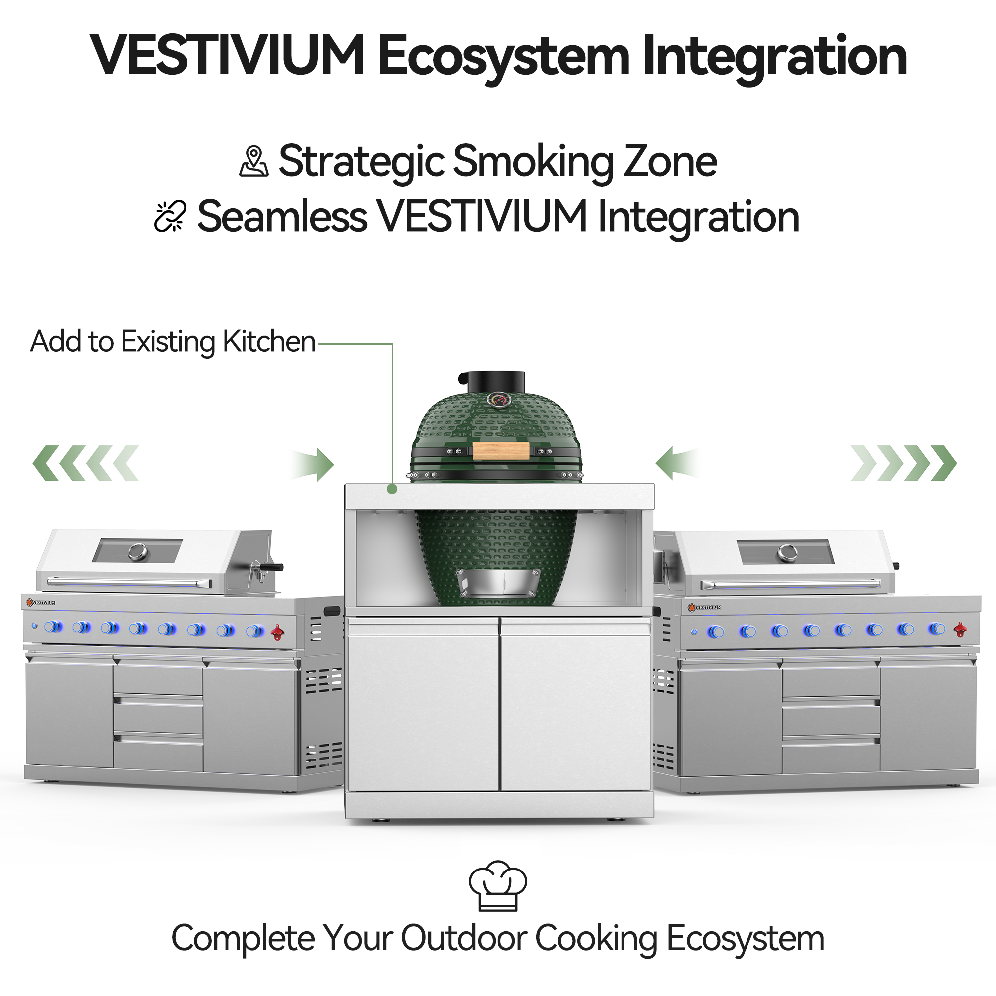 VESTIVIUM Ceramic Grill Cabinet for Outdoor Kitchen, Dedicated Egg Style Cooker Station