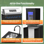 Vestivium Sera Series Outdoor Kitchen Island with Built - in Grill, Sink