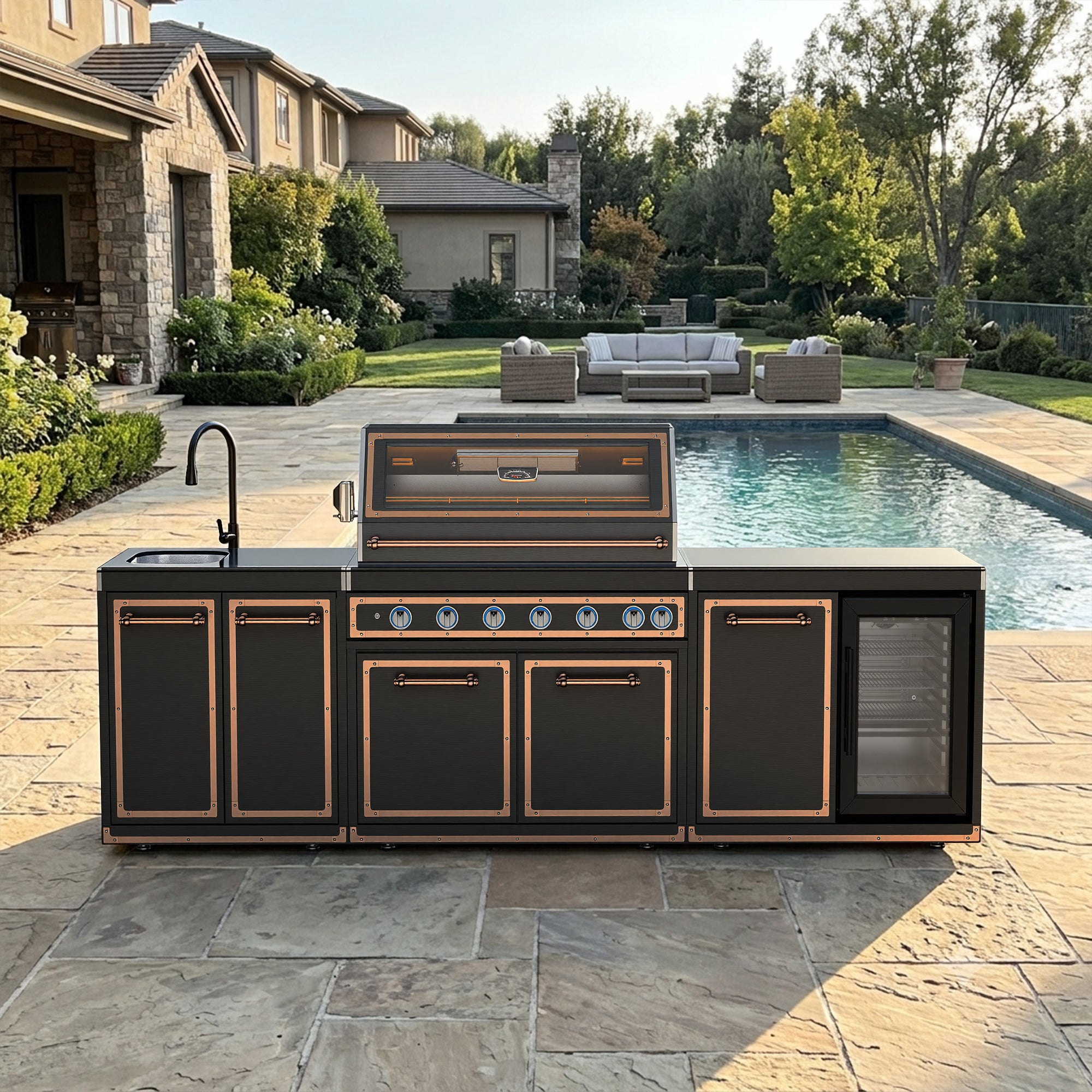ROMA Black-Gold 304 Stainless Steel Outdoor Kitchen Set