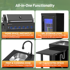 Vestivium Sera Series Outdoor Kitchen Island Black