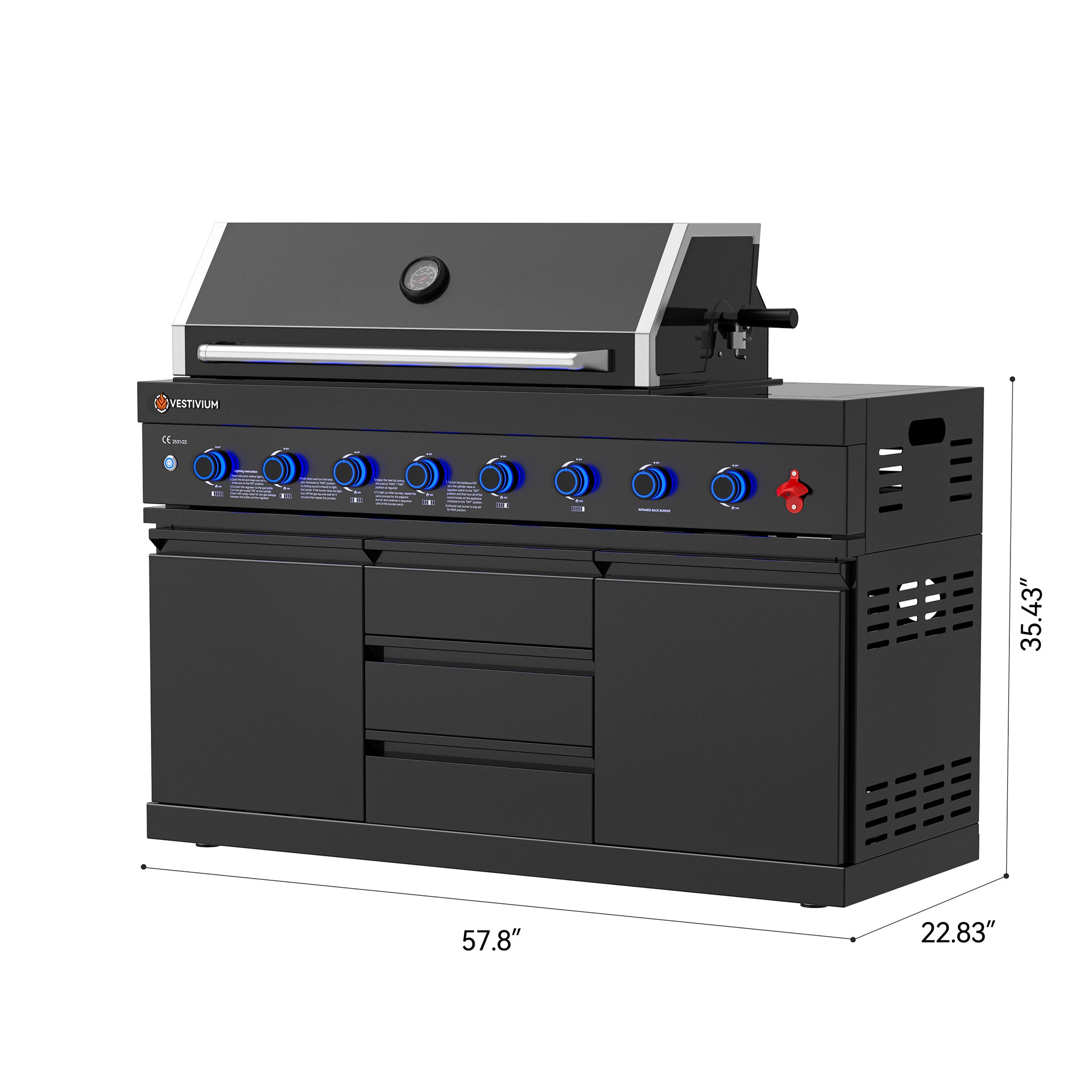 Vestivium Sera Series Outdoor Kitchen Island Black