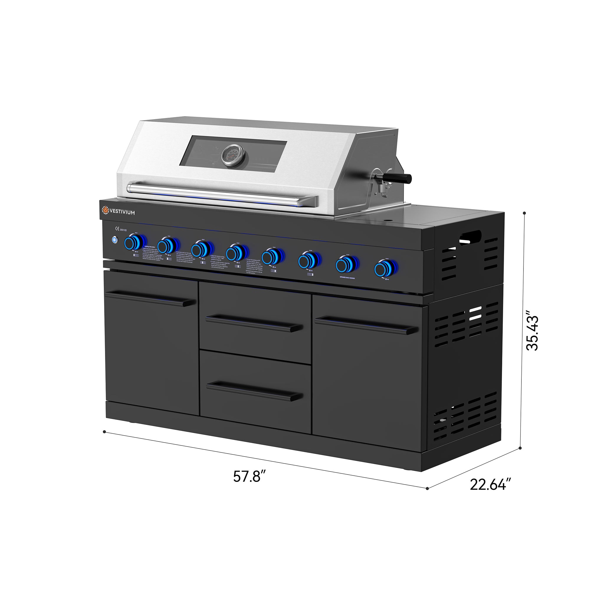 Vestivium Sera Series Outdoor Kitchen Island with Built - in Grill, Sink