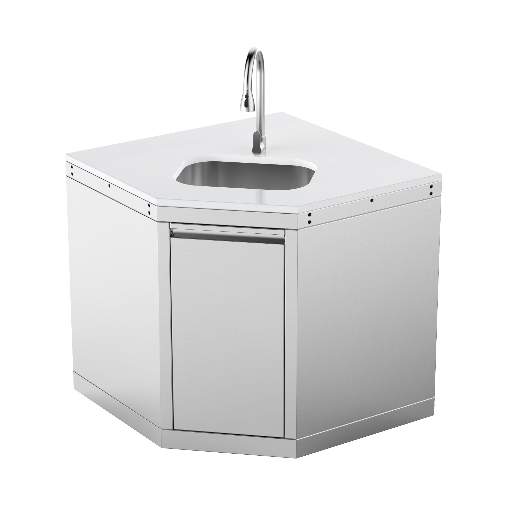 Wide-Angle Corner Cabinet with Sink
