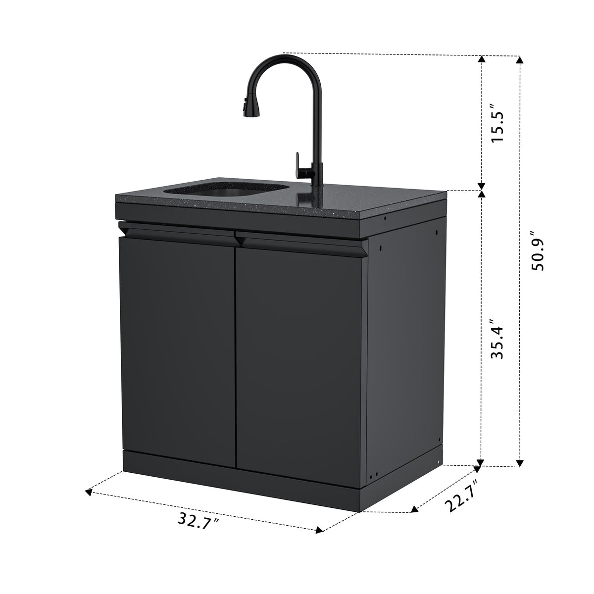 Double-Door Storage Cabinet with Sink Module