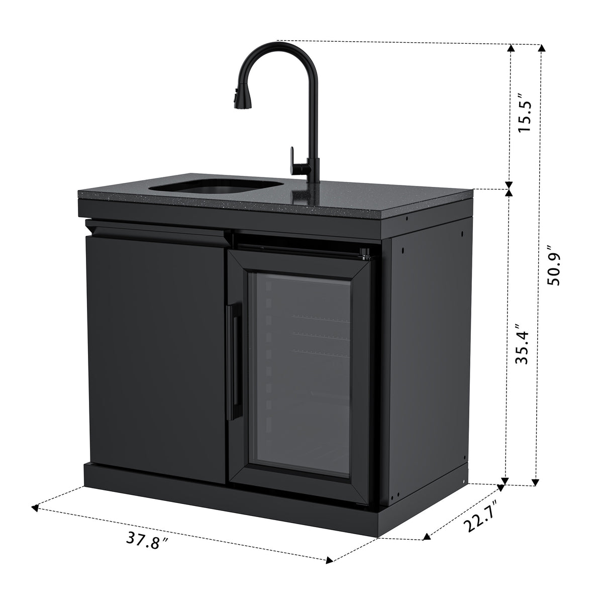 Single-Door Storage with Sink and Single-Door Refrigerator Module