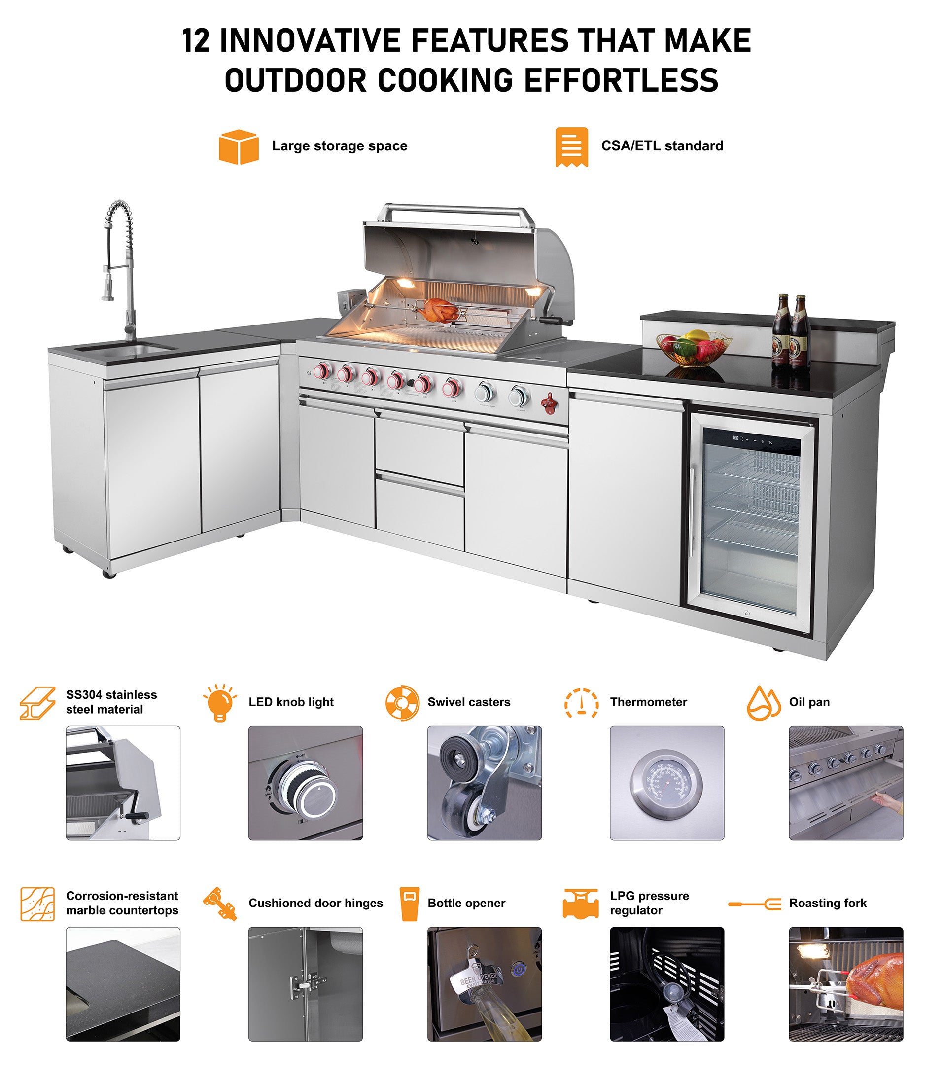 SERA-B Series Outdoor Modular Kitchen – All-in-One Backyard Cooking System