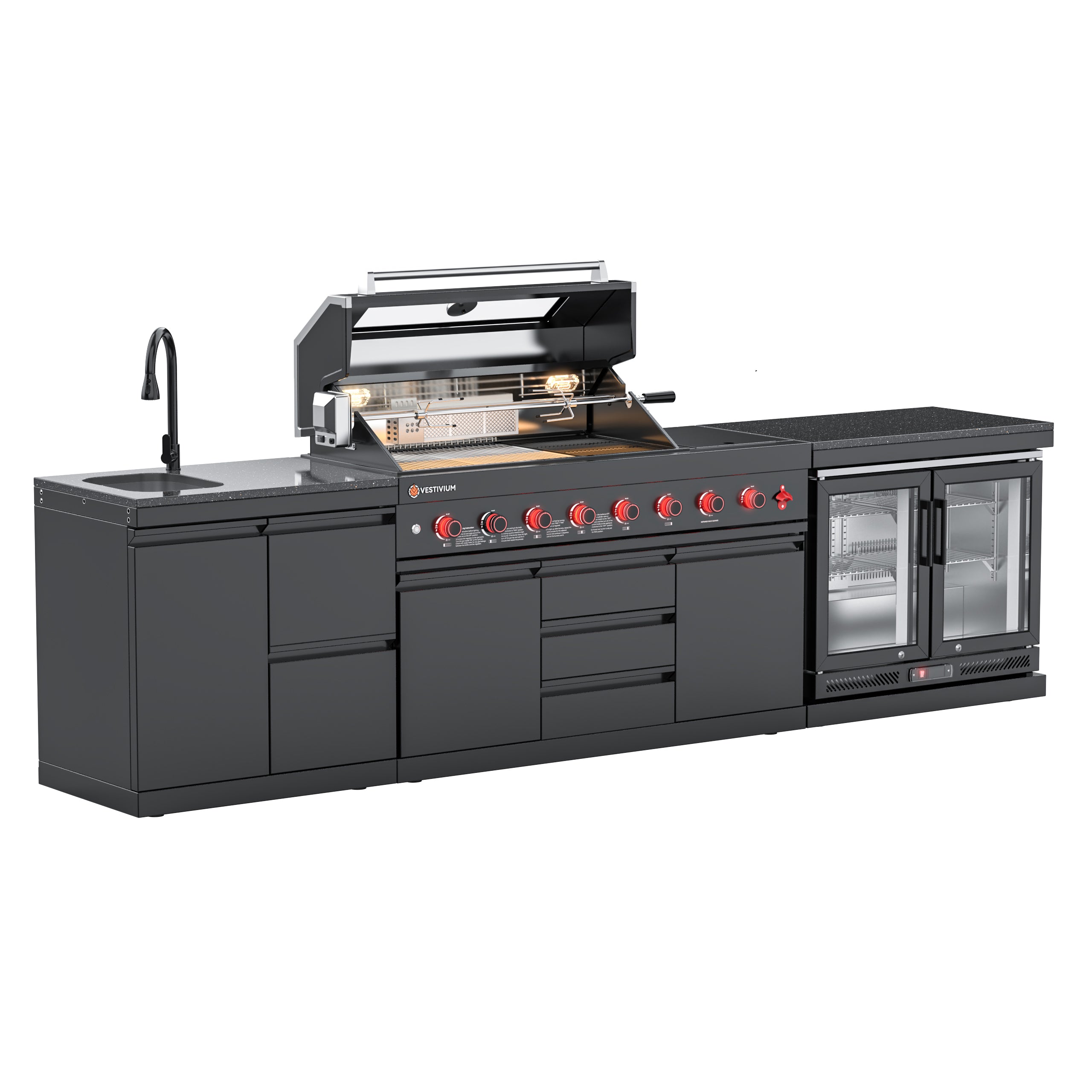 VESTIVIUM 3-Piece Modular Outdoor Kitchen Island Set | V611-SKDFR2
