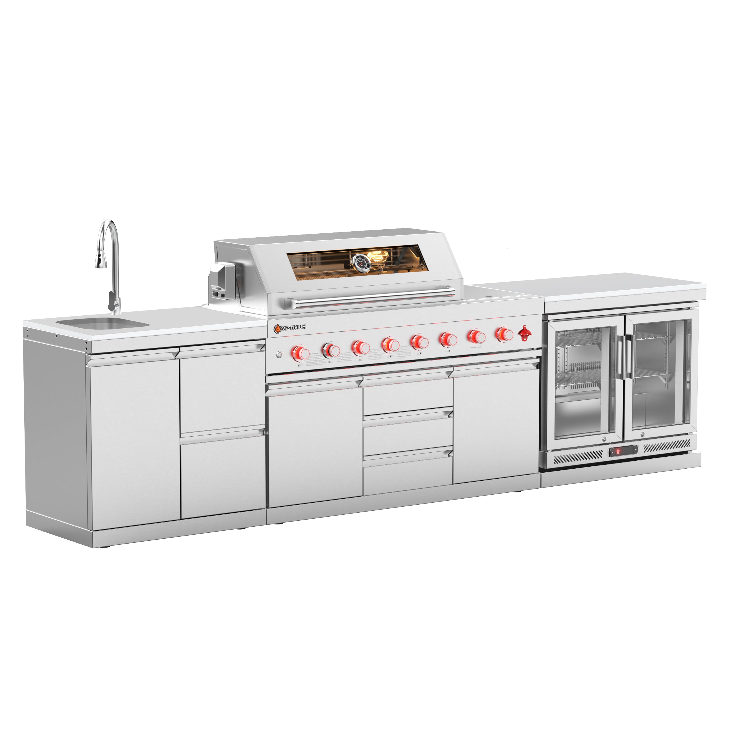 VESTIVIUM 3-Piece Modular Outdoor Kitchen Island Set | V611-SKDFR2