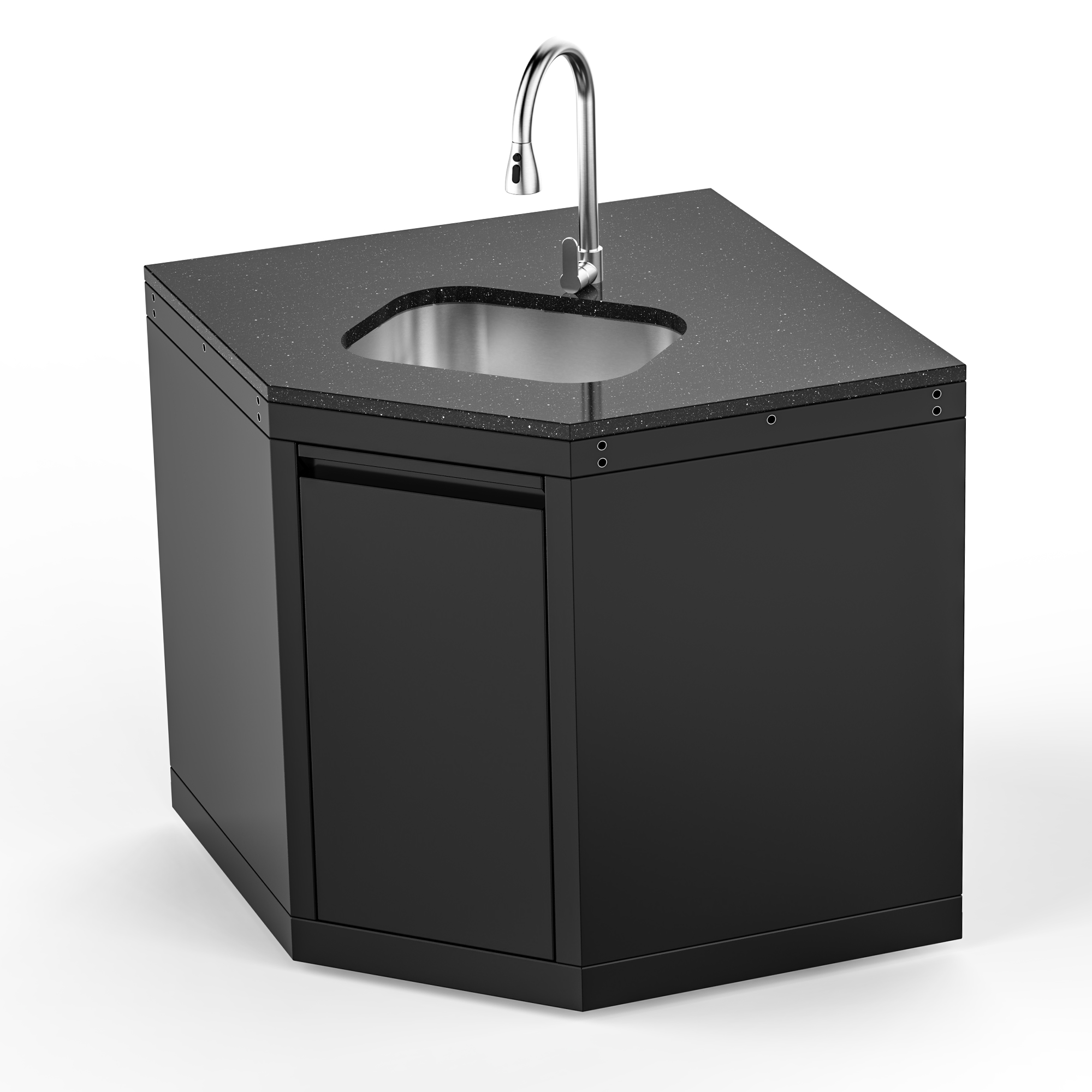 VESTIVIUM Wide-Angle Corner Cabinet with Sink for Modern Outdoor Kitchen Island