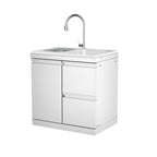 Single-Door Storage Cabinet with Double Drawers and Sink Module