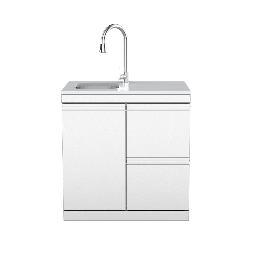 Single-Door Storage Cabinet with Double Drawers and Sink Module