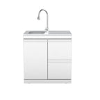 Single-Door Storage Cabinet with Double Drawers and Sink Module