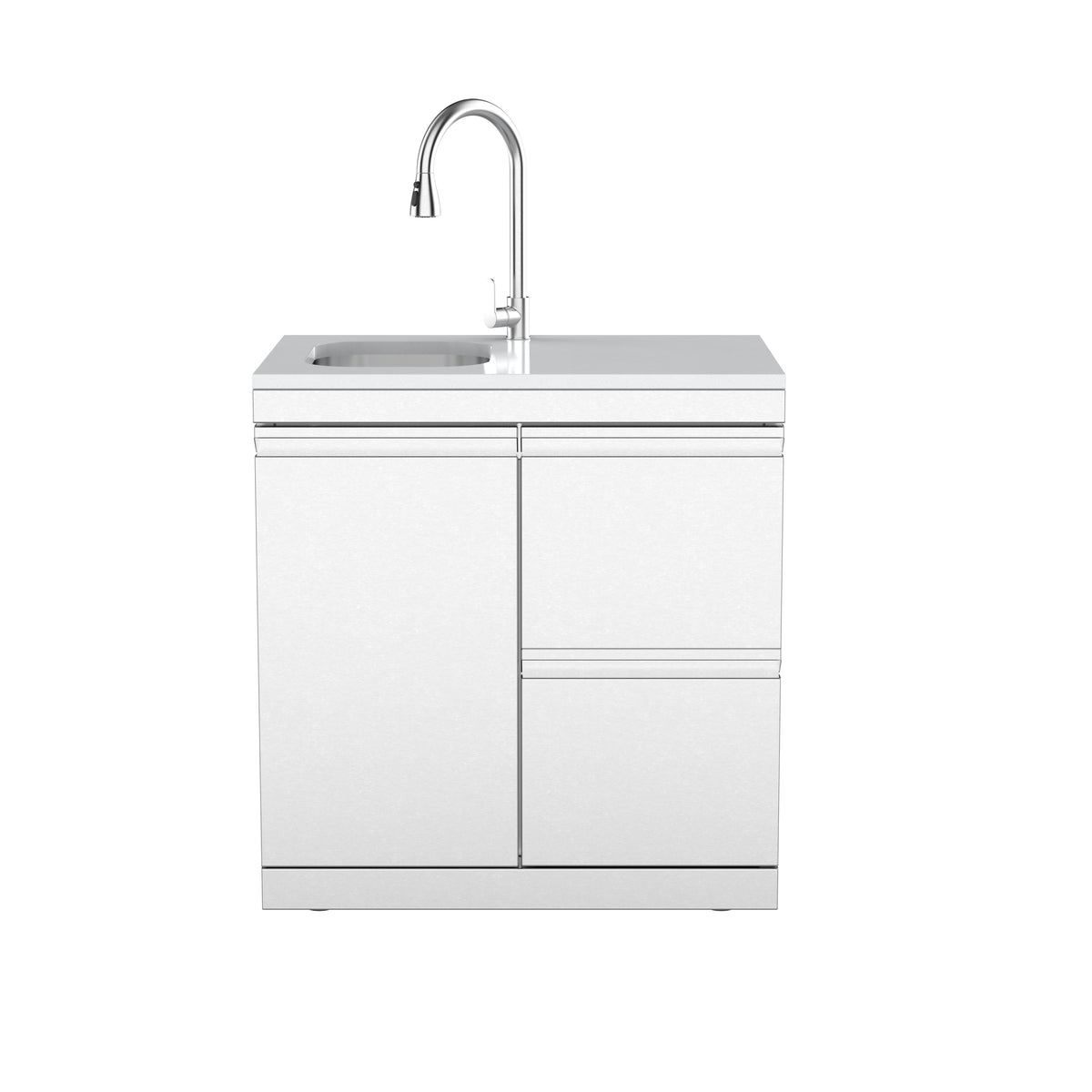 Single-Door Storage Cabinet with Double Drawers and Sink Module