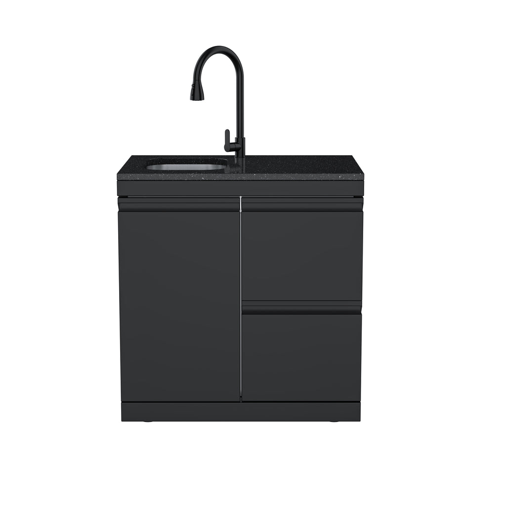 Single-Door Storage Cabinet with Double Drawers and Sink Module