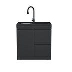 Single-Door Storage Cabinet with Double Drawers and Sink Module